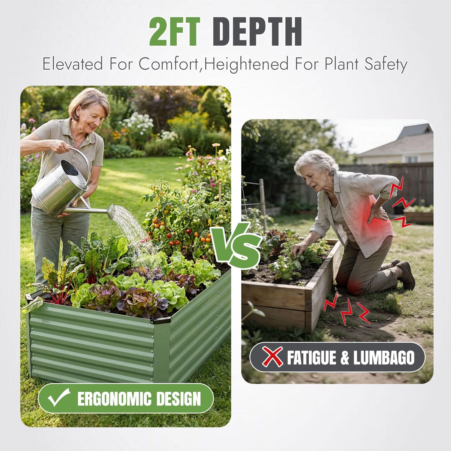 INNO STAGE 6x3x2ft Galvanized Raised Garden Bed, Raised Garden Bed Kit-Metal Planter Box Outdoor, Planting for Vegetables, Fruits, Herbs, Flowers, OliveGreen