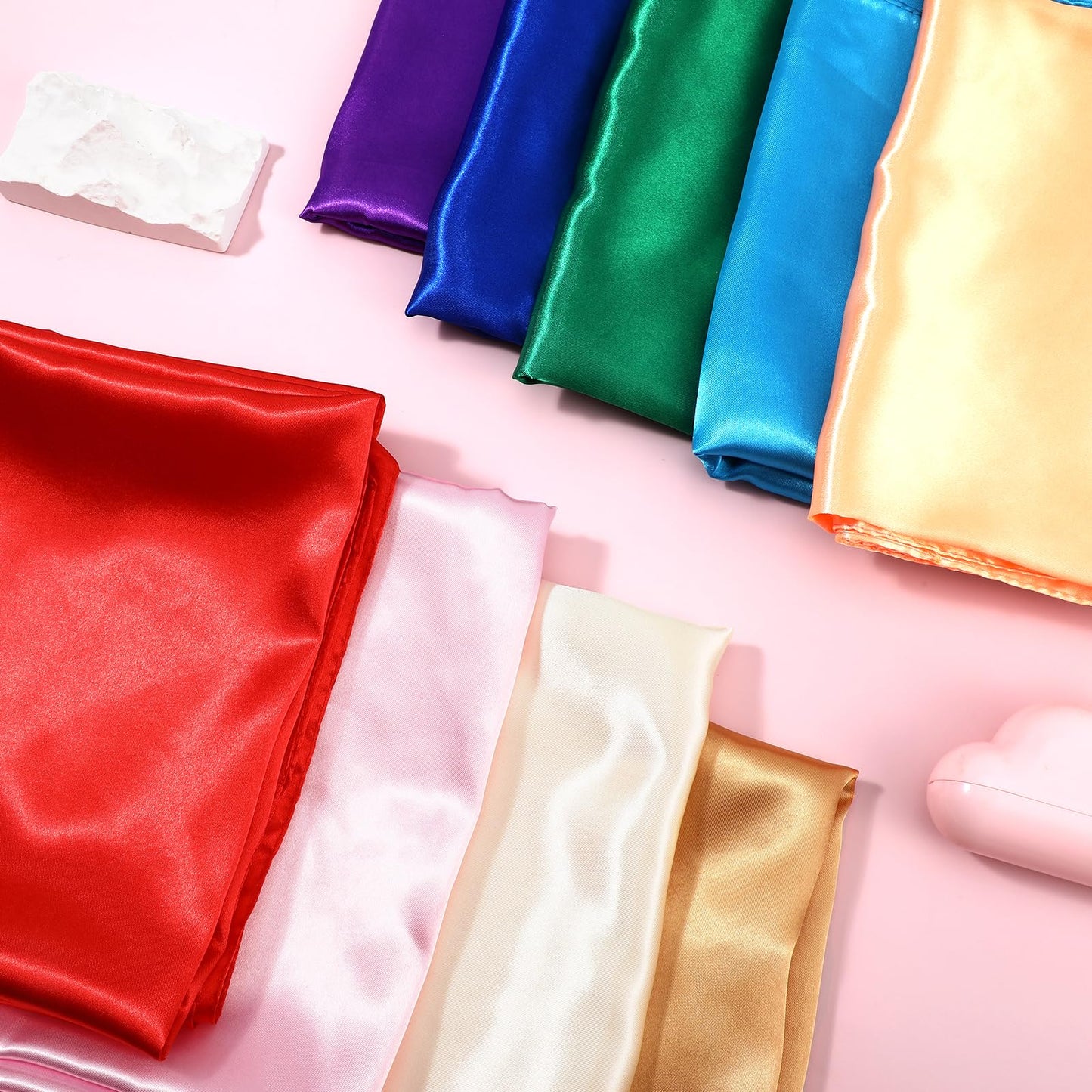 Caeuiciw 9 Pcs Fabric Play Scarves 35 x 35 Inch Rainbow Play Dance Scarves Creative Pretend Juggling Dress(Classic Colors)
