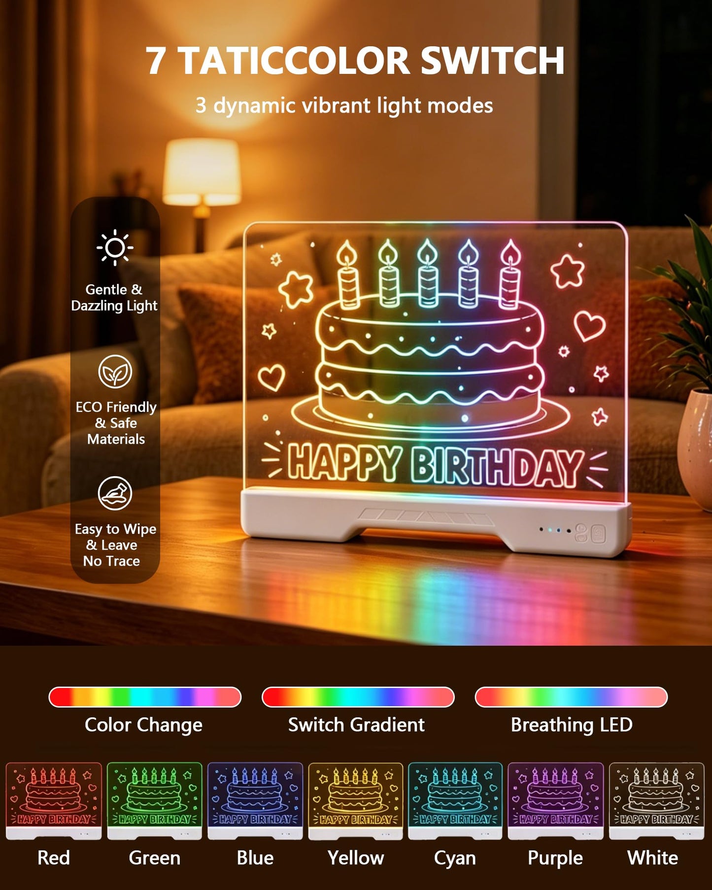 JoyRapt LED Drawing Board for Kids, 16 Inch Light Up Drawing Tablet with 7 Markers & Tracing Book, 3 Modes & 9 Brightness, Art and Craft Drawing Supplies, Girl Birthday Gifts, Room Decor Toys (White)
