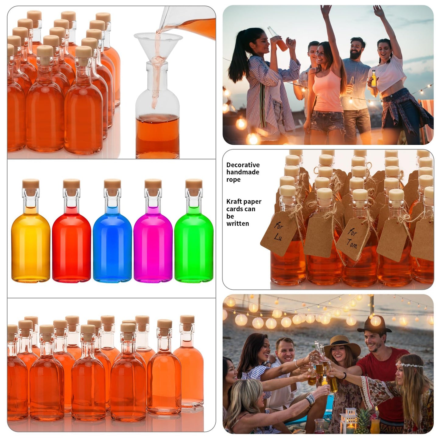 eispap 12Pcs 1.7OZ Mini Glass Liquor with Lids Small Glass Wine Bottles Reusable Empty Alcohol Bottles for Christmas Birthday Weddings Party Favors 50ML (12)