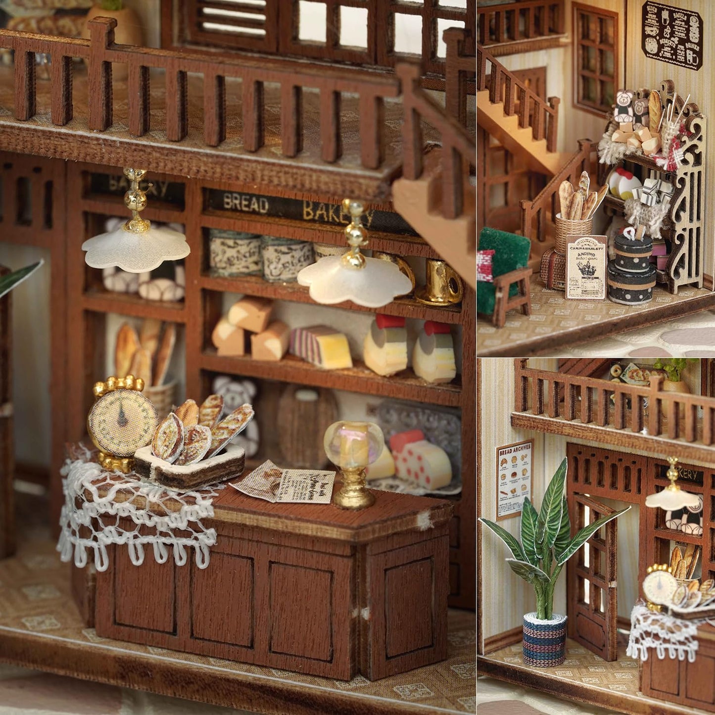 TuKIIE DIY Miniature Dollhouse Kit with Furniture, 1:32 Scale Opened & Closed Mini Cube Wooden Doll House Book Nook Creative Room for Kids Teens Adults(Bagel Time)