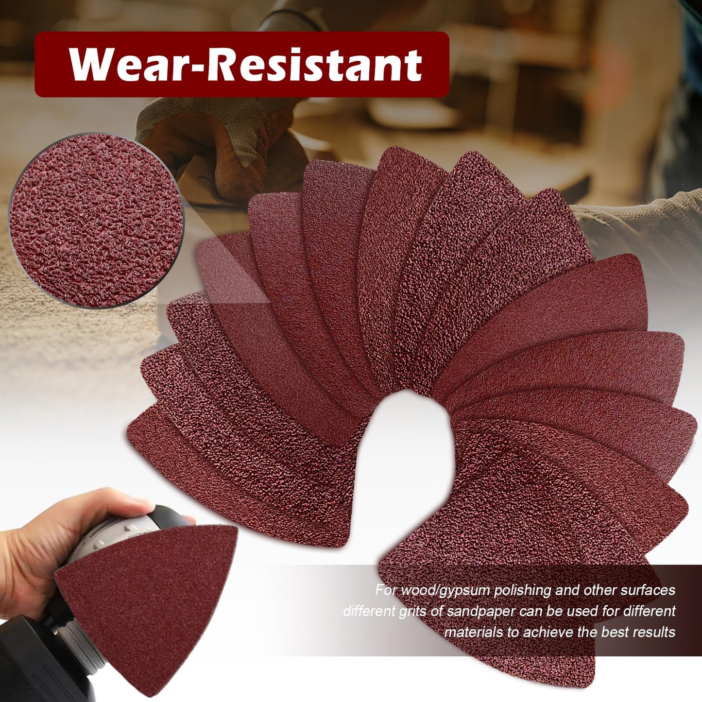 260pcs Oscillating Tool Sanding Pads Kit, 5pcs Triangle Sanding Pads and 5pcs Finger Sanding Pad, 250pcs Multitool Sandpaper Set, Multi Tool Sanding Attachment Fit for Finishing Wood