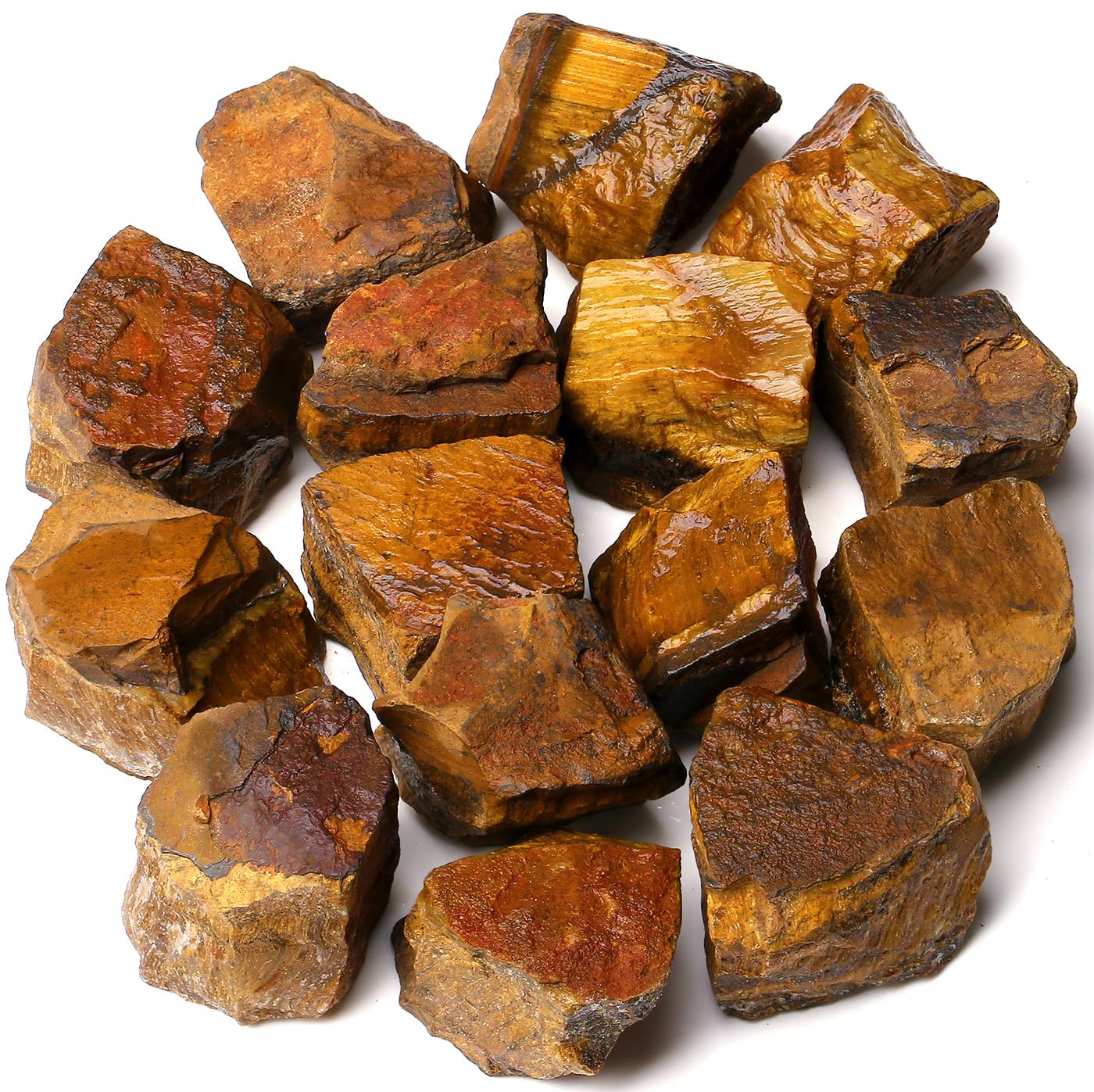QINJIEJIE Tiger Eye Raw Crystals Stones Natural Rough Gemstones Rocks Bulk Large 0.8-1.2" Gems Reiki Fountain Rock for Tumbling Cabbing Polishing Wire Wrapping Wicca Decoration 0.45 lbs