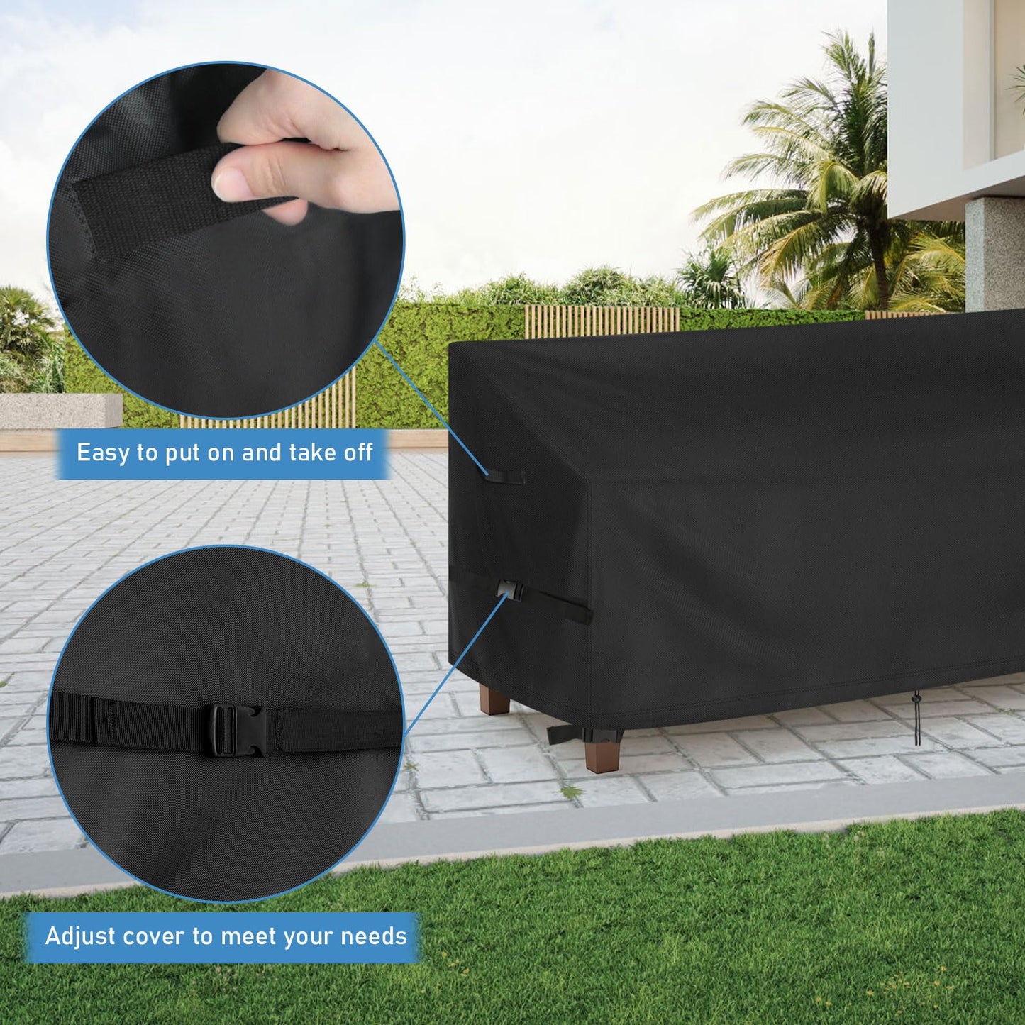 Iptienda Outdoor Bench Cover for SERWALL Benches, 49inch Patio Bench Covers Waterproof Heavy Duty for Entryway Bench/Garden Benches, Black-49x23x35in