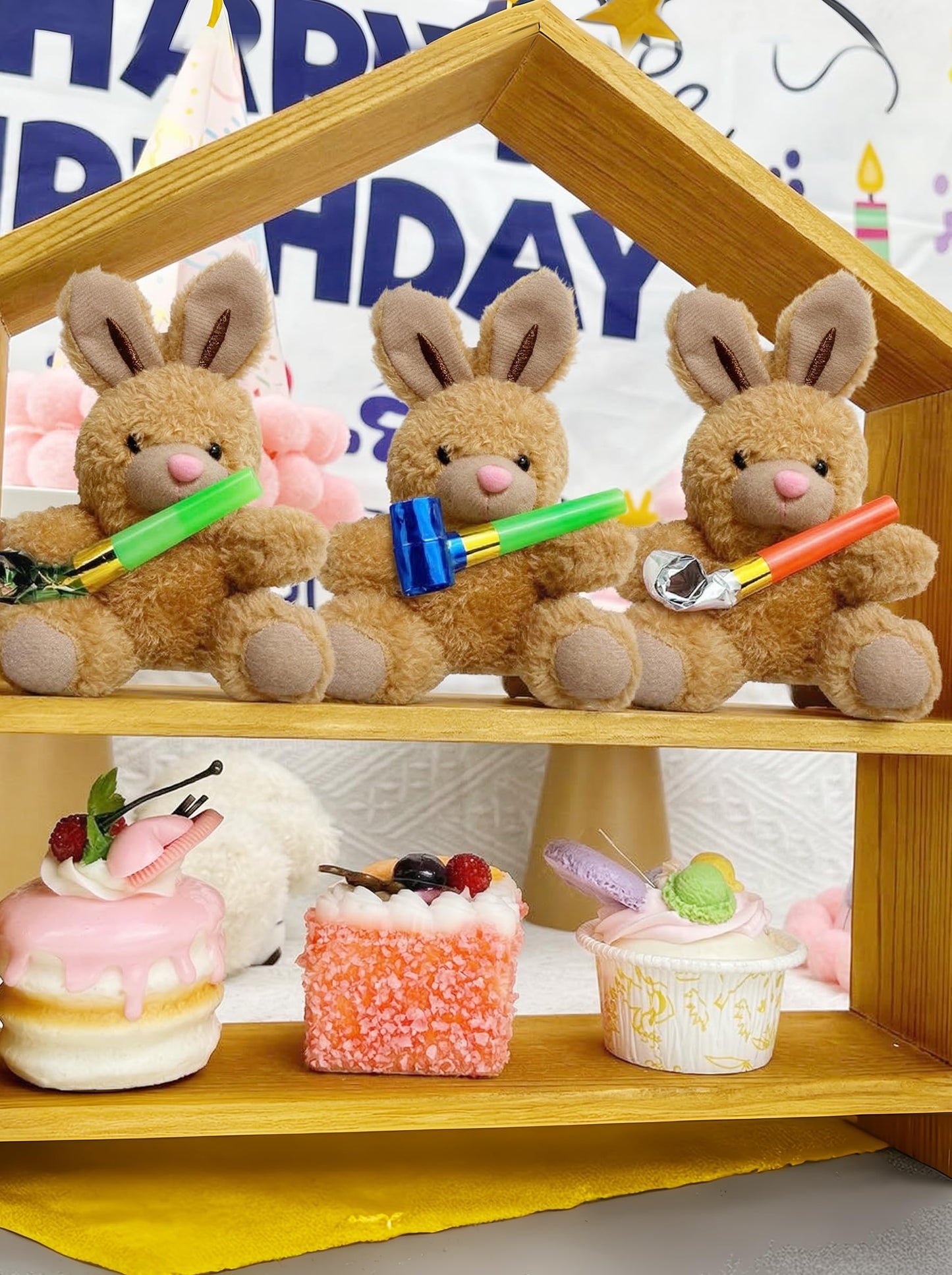 YJUBAOA 12 PCS Small Brown Stuffed Plush Bunny, Easter Bunny Stuffed Animal Gift Bulk 4.7 Inch Mini Bunnies for Birthday Baby Shower Party Favor Gifts Classroom Rewards (Classic-Brown Rabbit)