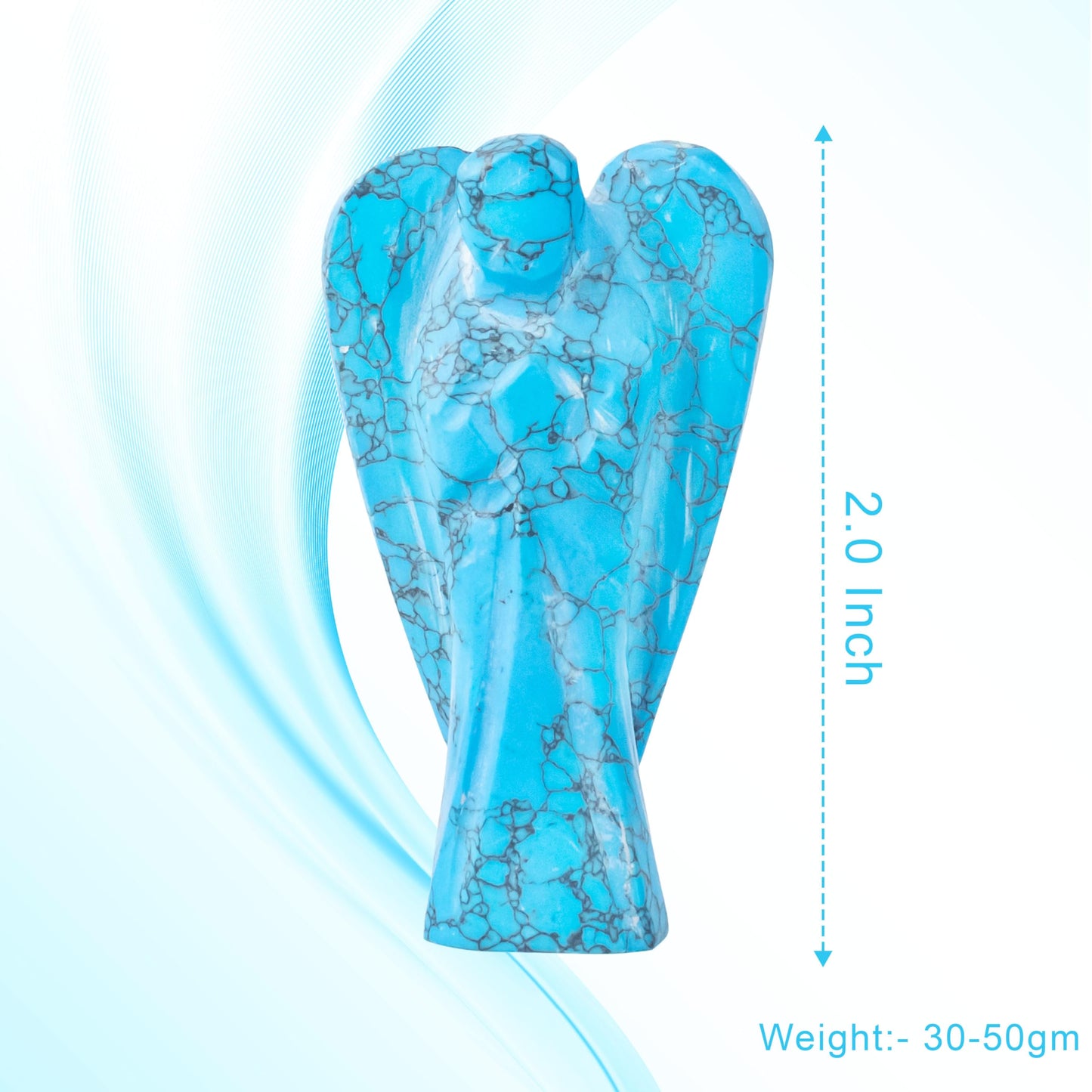 Crocon Turquoise Gemstone Guardian Angel Healing Crystal, Hand Carved Pocket Angel Figurine - Handmade Mini Statue for Love, Peace & Healing, Crystals for Positive Energy, Natural Gemstone Figurine