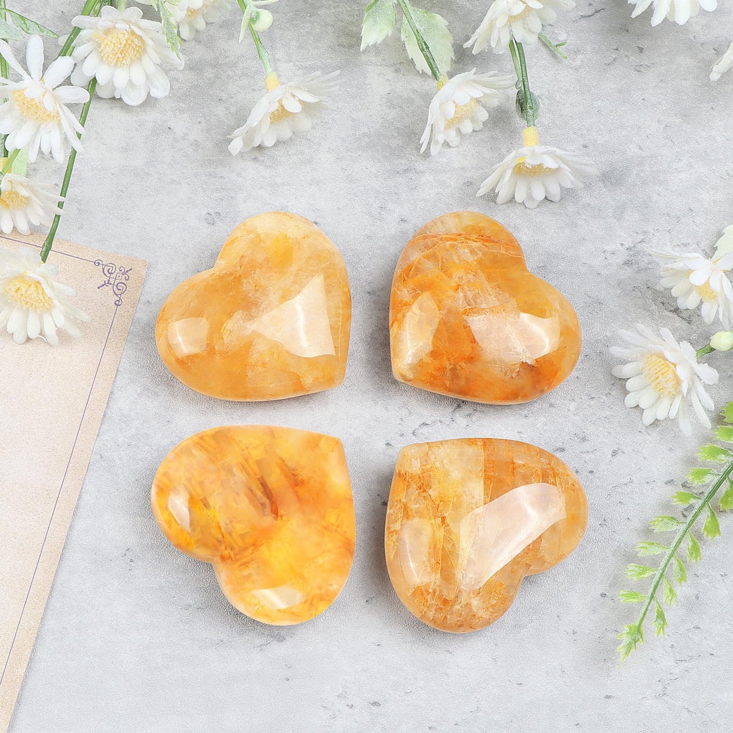 Artistone 2 Inch Citrine Crystal Heart Healing Crystals Heart Stones Polished Pocket Love Gemstones Chakra Balancing Meditation Massage Gift