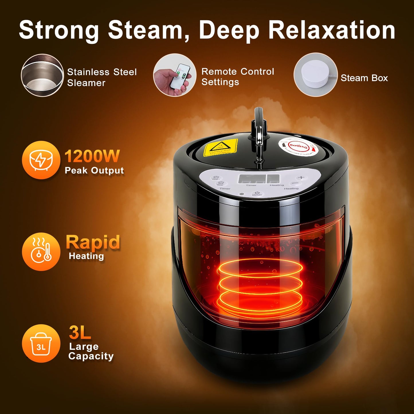 HyberVital Portable Sauna for Home, Spacious Sauna Tent with 3.0L Fast-Heating Steamer Steamer & Ergonomic Chair for Full Body SPA, Easy Assembly Quick Heat-Up Sauna Experience