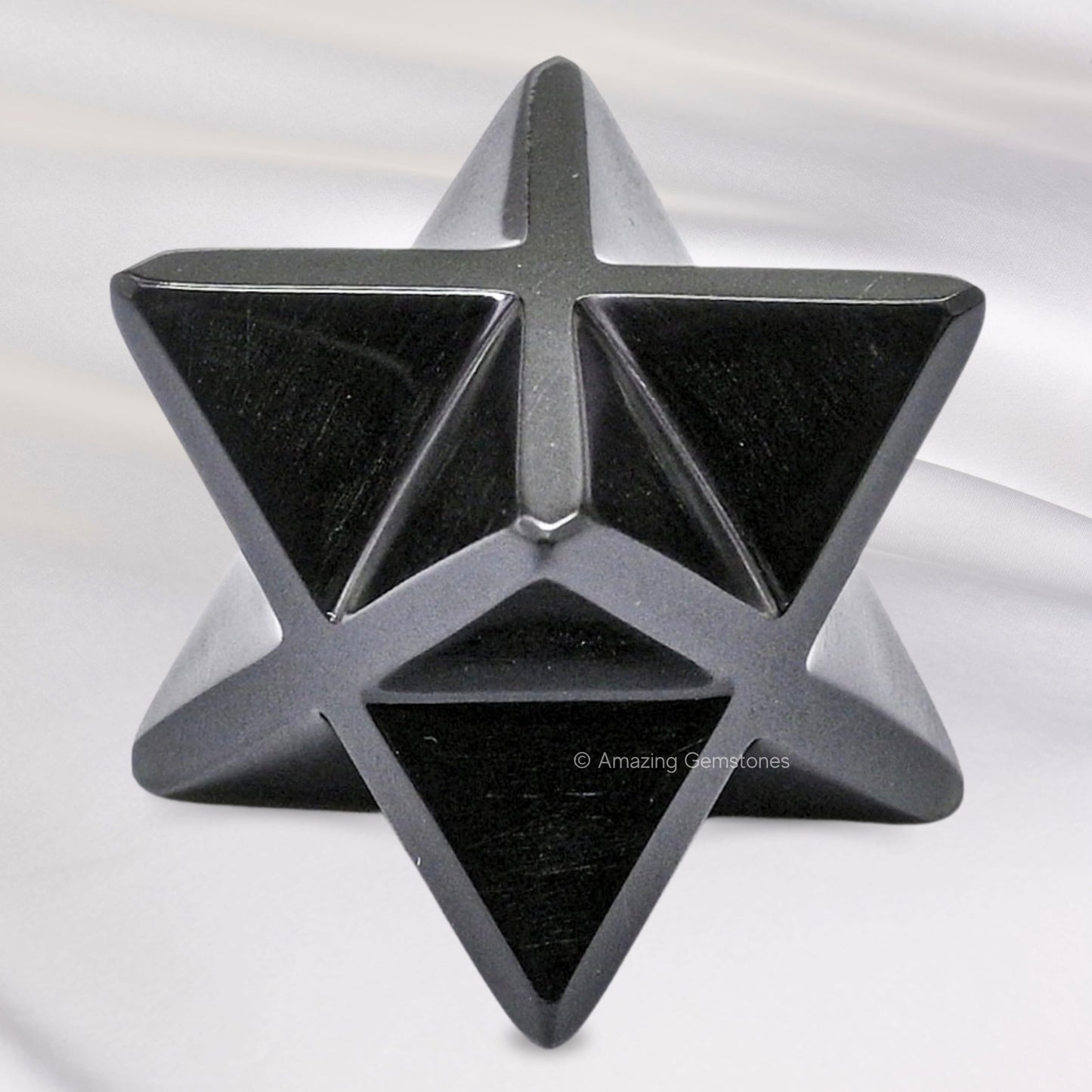 Amazing Gemstone Black Obsidian Merkaba Crystal - 0.75 Inches Metaphysical Merkaba Star for Meditation - Energetic Tetrahedron Crystal and Healing Stones for Spiritual Growth and Healing (15-20mm)