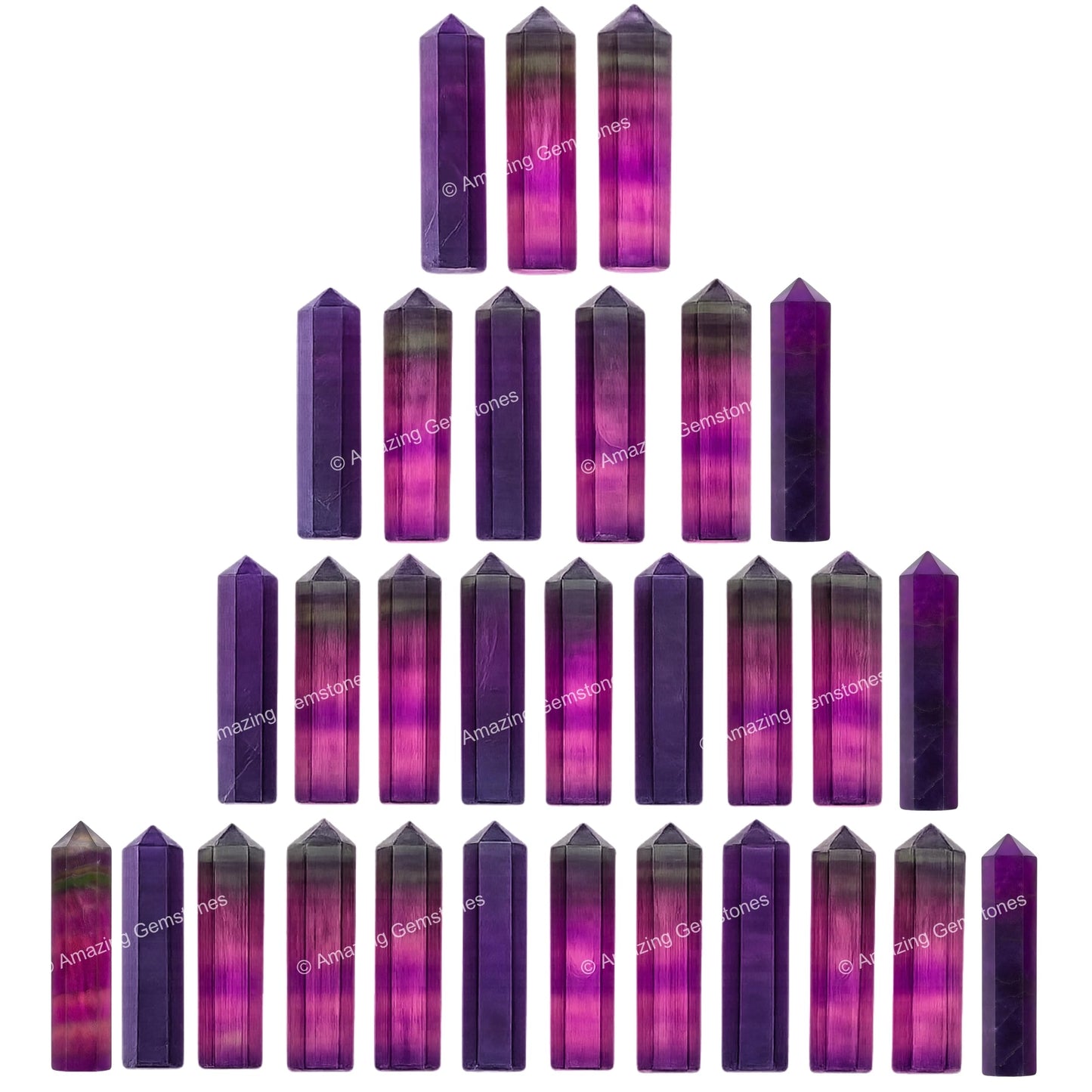 Amazing Gemstone Multi Fluorite Crystal Points Bulk Healing Crystals and Stones - Pack of 3 Single Terminated Healing Wand Point Bulk Crystals for Crafts, Crystal Grid, DIY Work - Premium Crystals