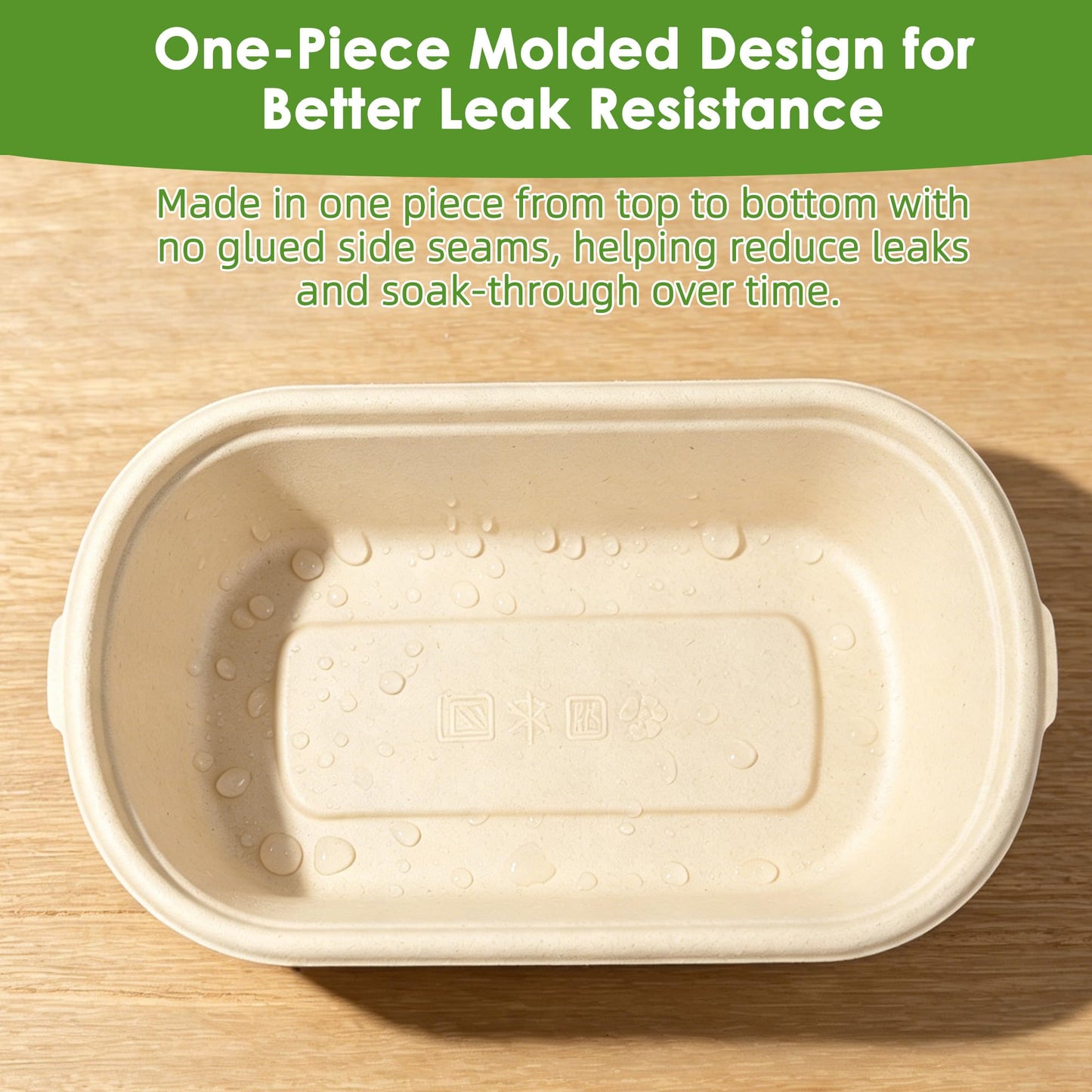 FEHHTO 50-Pack 30oz Disposable Meal Prep Containers with Lids, Sugarcane Pulp Compostable Food Containers + 50 Bamboo Forks, To-Go Food Containers, Microwave & Freezer Safe for Hot or Cold Foods