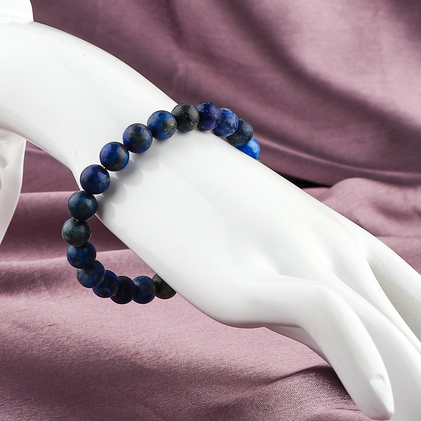 GEMSYMPHONY Lepis Lazuli Gemstone Beads Stretch Bracelet – 7 to 7.5 Inch Elastic Round Beads Bracelet for Women & Men, Natural Crystal Healing Jewelry, Handmade Unisex Energy Gift (Lapis Lazuli)