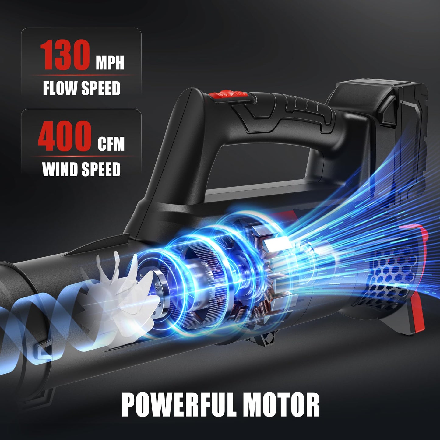 Ultra-Lightweight Cordless Leaf Blower Compatible with Milwaukee M18 Battery (Tool Only) - 400 CFM / 130 MPH, Battery Powered Handheld Blower for Quick Yard, Patio, Garage Cleanup