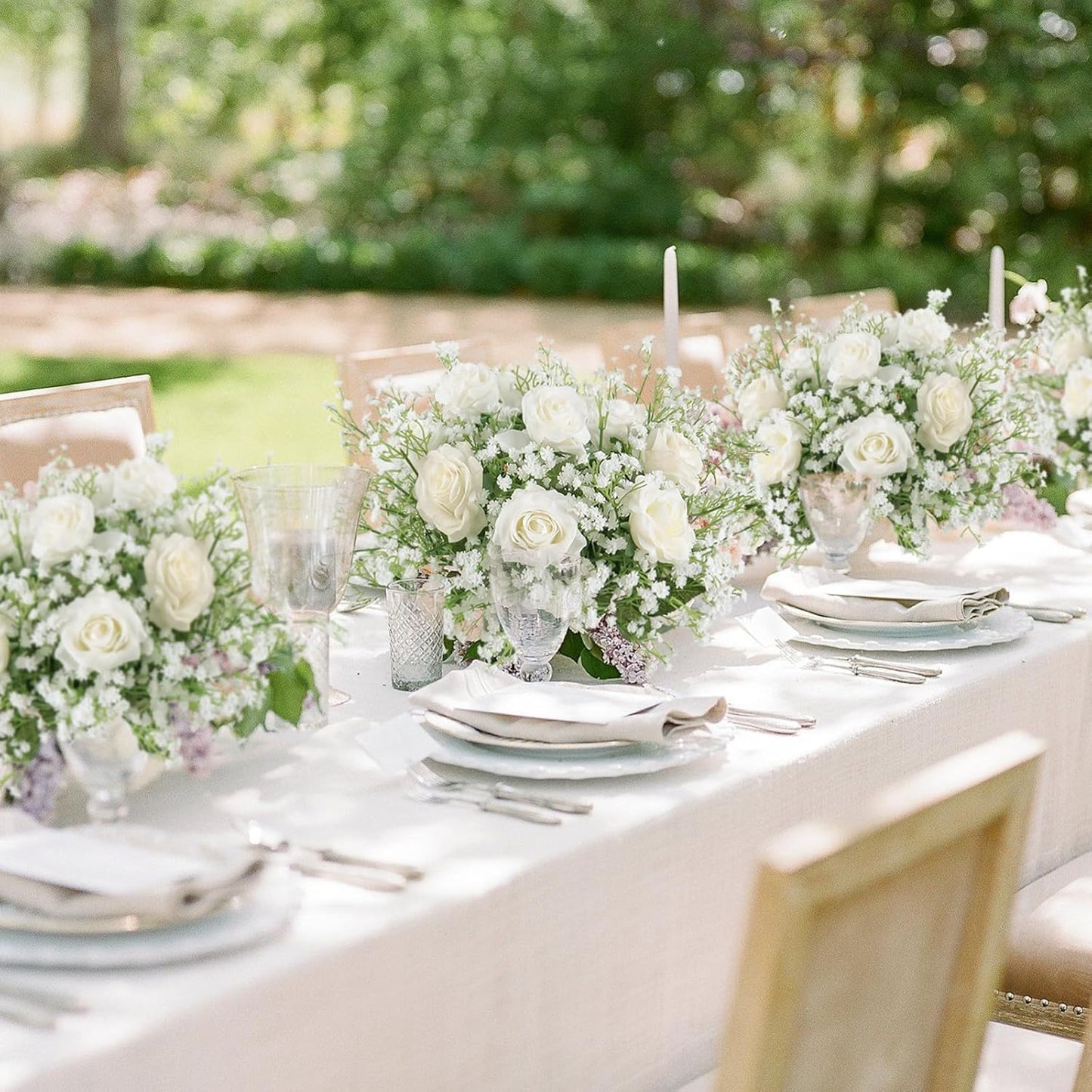 DEEMEI 15 PCS Babys Breath Artificial Flowers Fake Babys Breath Flowers Artificial Bulk White Gypsophila Bouquets Real Touch Faux Flowers for Wedding Floral Arrangement Party Home Decoration