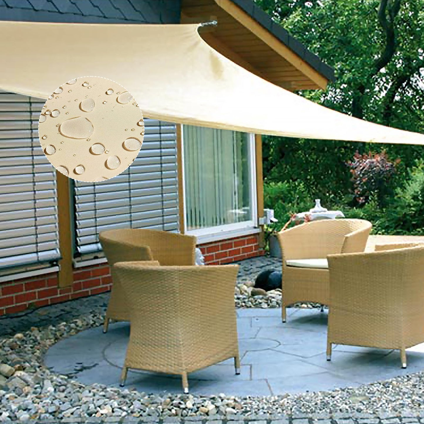 KALINCO Sun Shade Sail, Waterproof Shade Sail, 10'x10' x10' Triangle Sunscreen Awning Canopy, 95% UV Blocking Sun Shade Canopy with Free Rope for Outdoor Garden Patio Party Playground