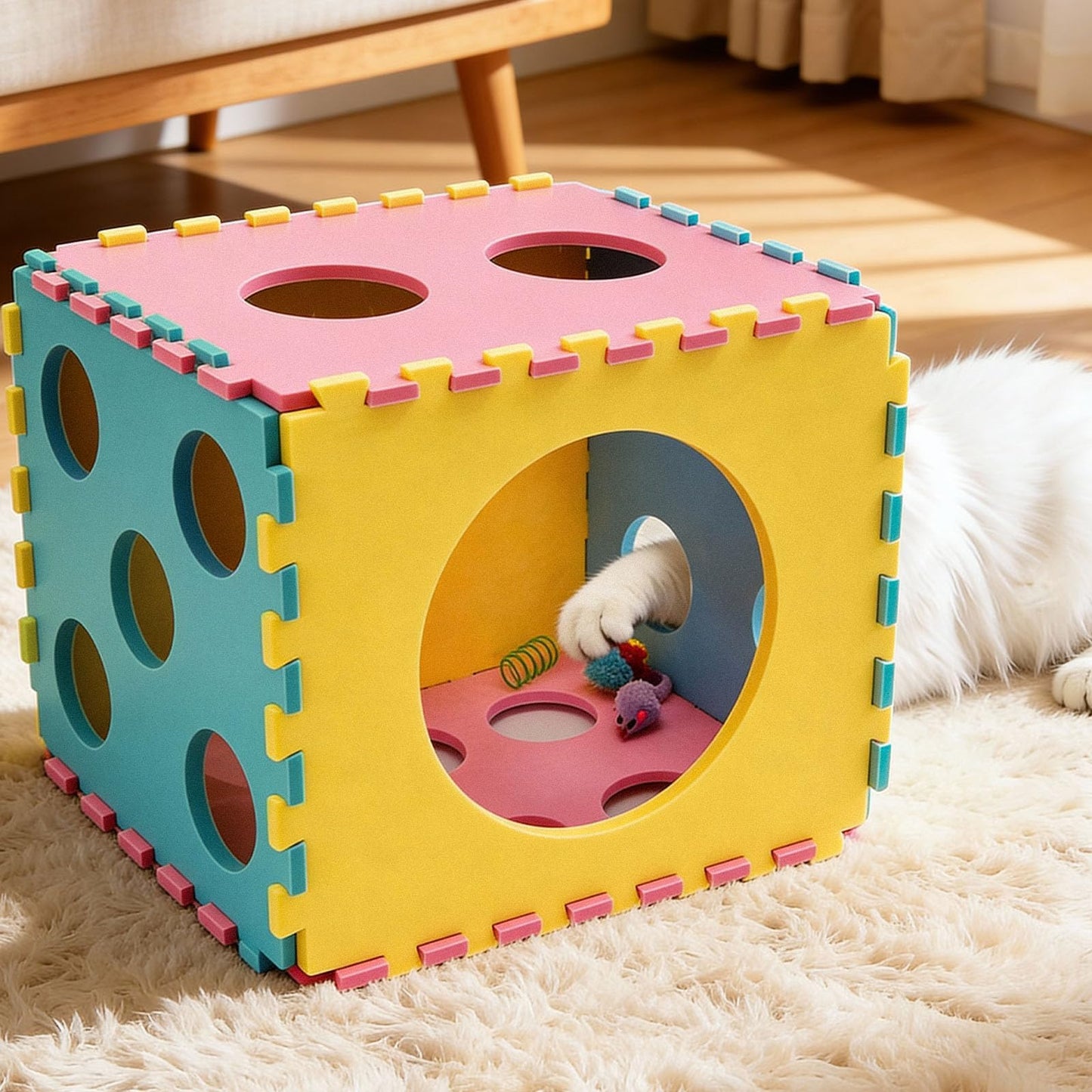 MOYMO 41 Pcs Interactive Cat Toys for Indoor Cats, Kitten Toys with Soft Pillow, Catnip Toys, Chew Rope, Feather Wand, Springs and Balls for Indoor Kittens