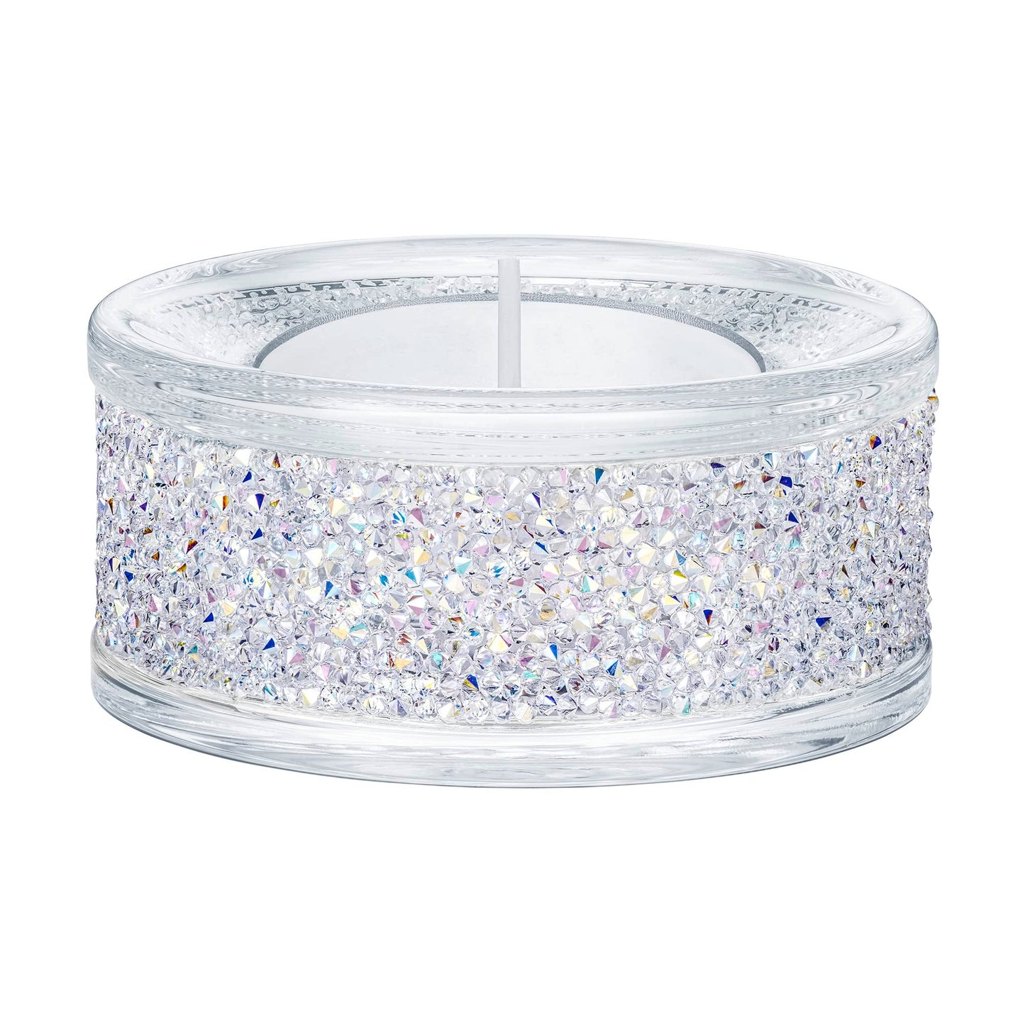 SWAROVSKI Shimmer Tea Light Holder, Candle Holder with Clear Swarovski Crystals Featuring an Aurora Borealis Effect Part of The Swarovski Shimmer Collection