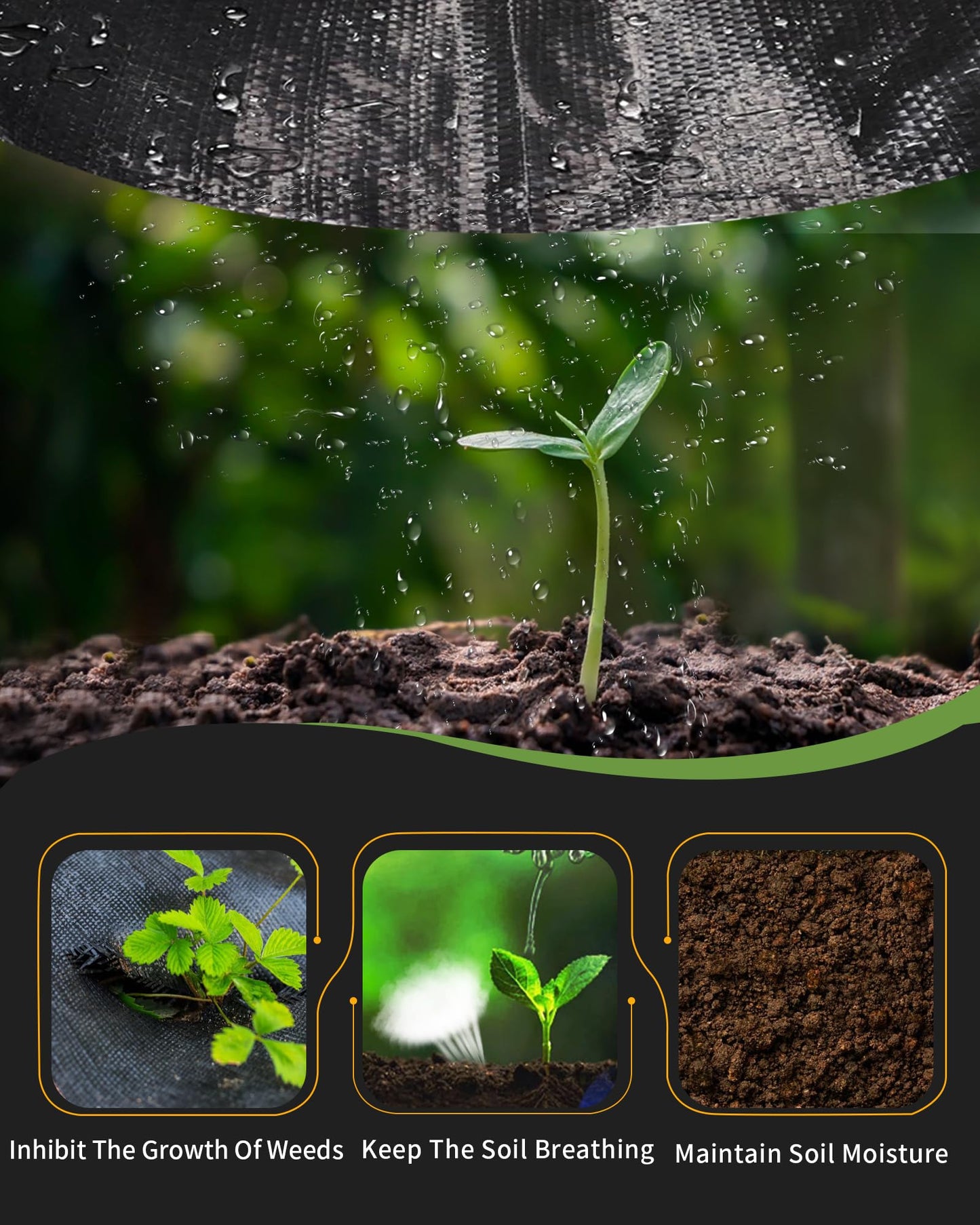 Pterying 2.6ftx100ft Weed Barrier Landscape Fabric Heavy Duty, Premium Garden Geotextile Fabric Weed Blocker for Driveway Mats Erosion Control, Weed Control Garden Cloth Ground Cover