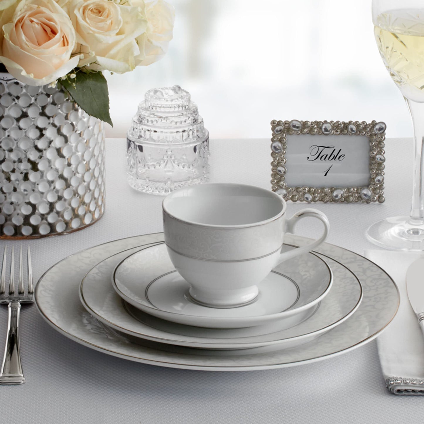 Mikasa Parchment 40-Piece Dinnerware Set, Service for 8, Durable Porcelain Plates, Bowls, and Mugs with Contemporary Design, Dishwasher Safe