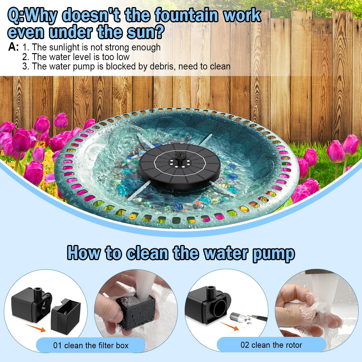 SZMP Solar Water Fountain, 2026 Upgrade 3.5W Solar Bird Bath Fountain Pump with Color LED Lights, 7 Nozzles & 4 Fixed Rods for Garden, Patio, Pond, Pool, Fish Tank, Outdoor Water Feature