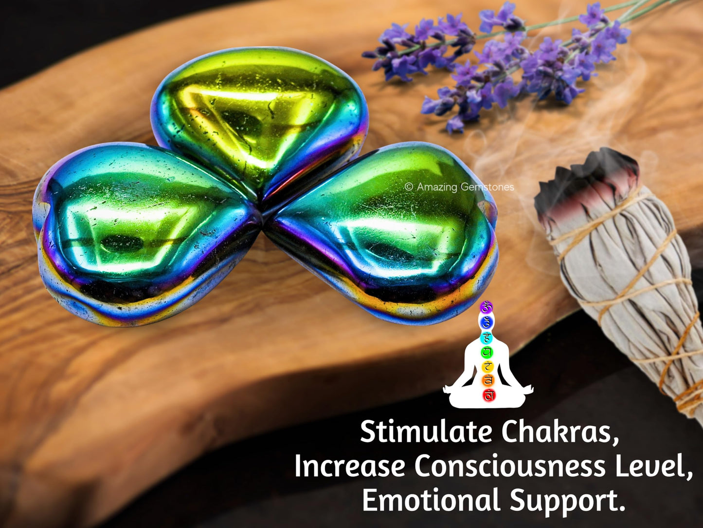 Amazing Gemstone Titanium Aura Quartz Crystal Heart Palm Stone - Pocket Massage Worry Stone for Natural Body Chakra Balancing, Reiki Healing and Crystal Grid