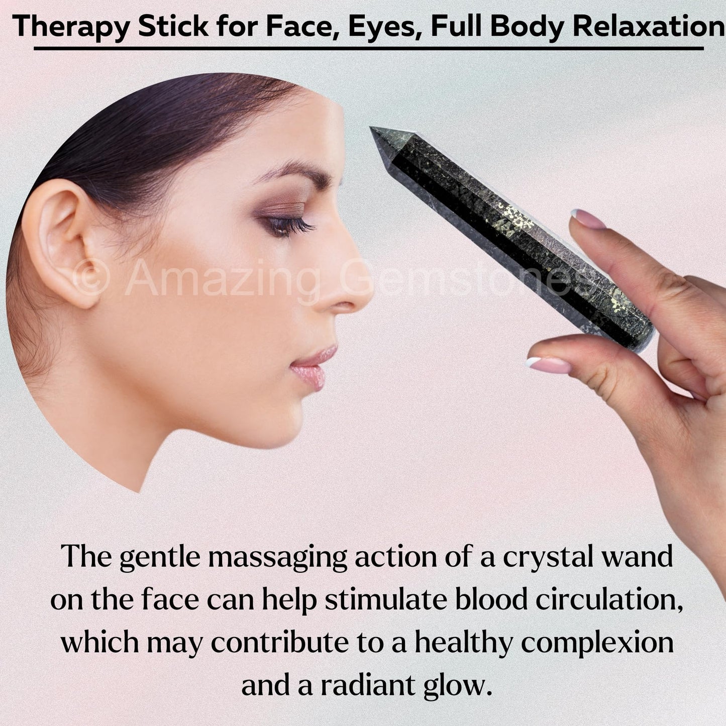 Amazing Gemstone Nuummite Crystal Wand Massage Stick - Pelvic Wand Gua Sha for Adults - Crystals and Healing Stones Massage Wands for Adults Gifts (Pointed)