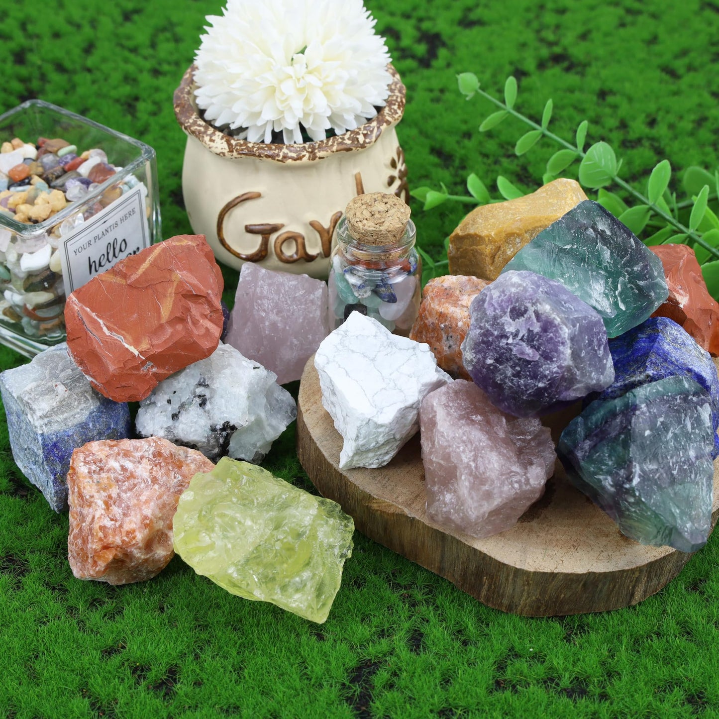 QINJIEJIE 1.8-2.2'' Green Aventurine 2PCS Natural Rough Healing Crystal Rocks Bulk Large Crystal Rocks Stones for Tumbling Cabbing Polishing Fountain Rocks DIY Decoration Handmade Gifts