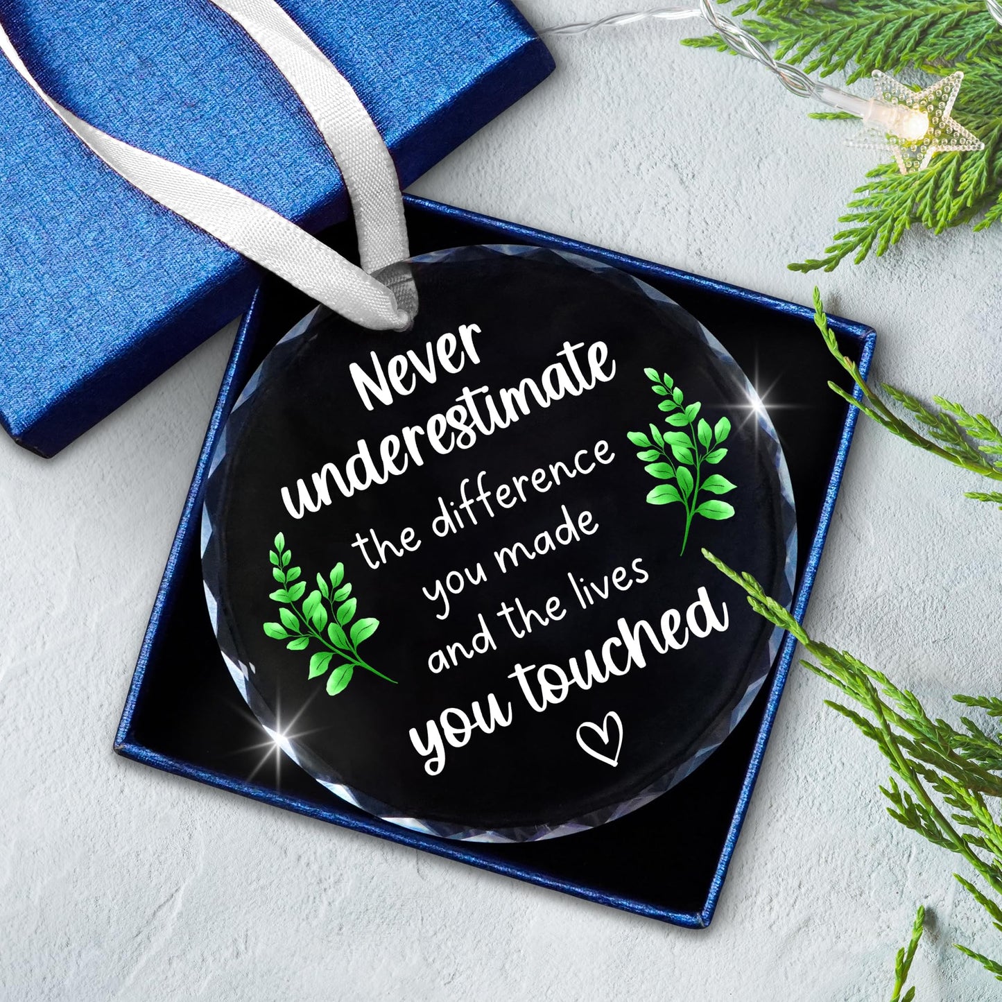 GAUDORA Christmas Thank You Gifts for Women Men - Glass Christmas Ornaments 2025 - Employee Appreciation Gifts for Teacher Coworkers Boss, Farewell Retirement Gift, Stocking Stuffers, Xmas Decorations