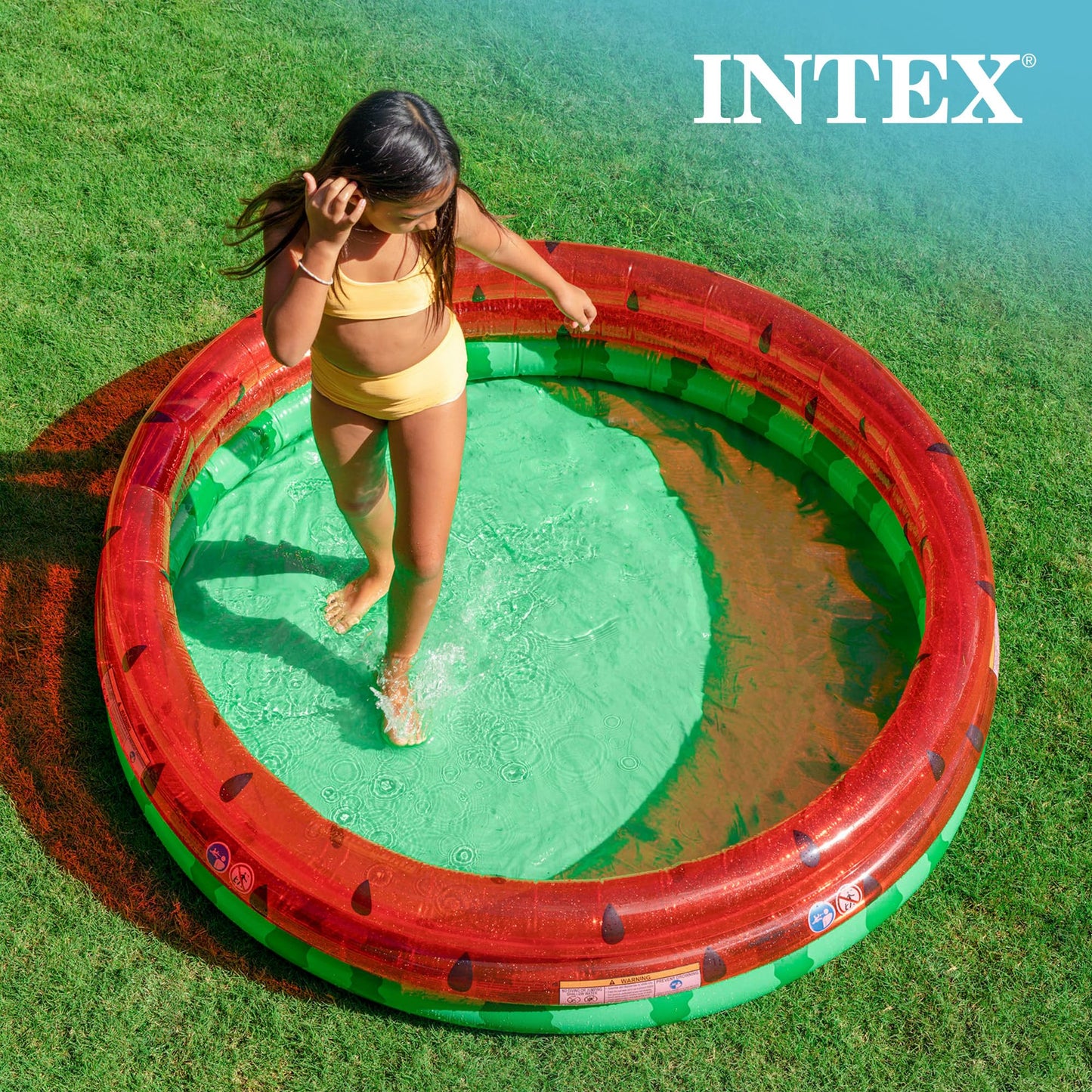 Intex 66-Inch Round Inflatable Outdoor Kids Swimming and Wading Watermelon Pool for Ages 2 and Up