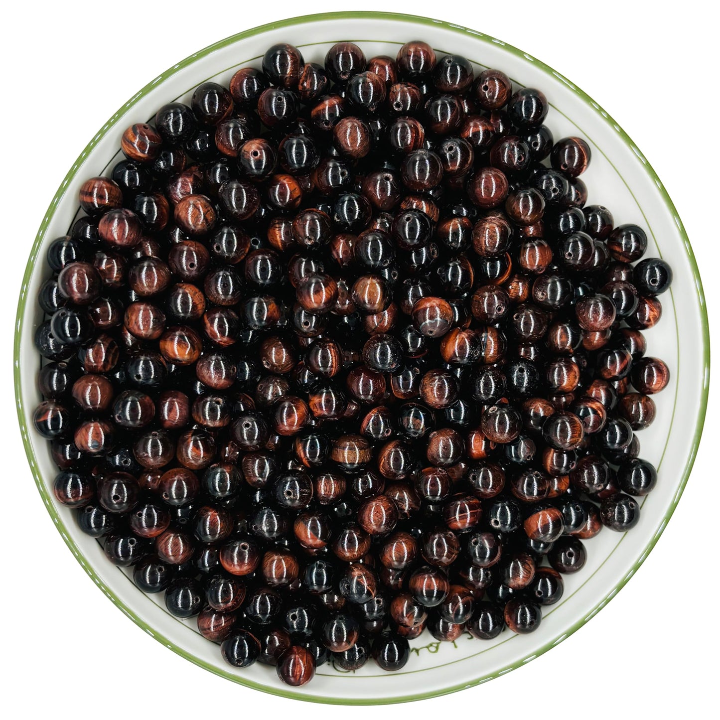 WHNKFB 8mm 50PCS Natural Red Tiger's Eye Round Beads, Smooth Polished Loose Gemstone Beads for Jewelry Making Craft - 4mm 6mm 8mm 10mm Options with Free Elastic Cord