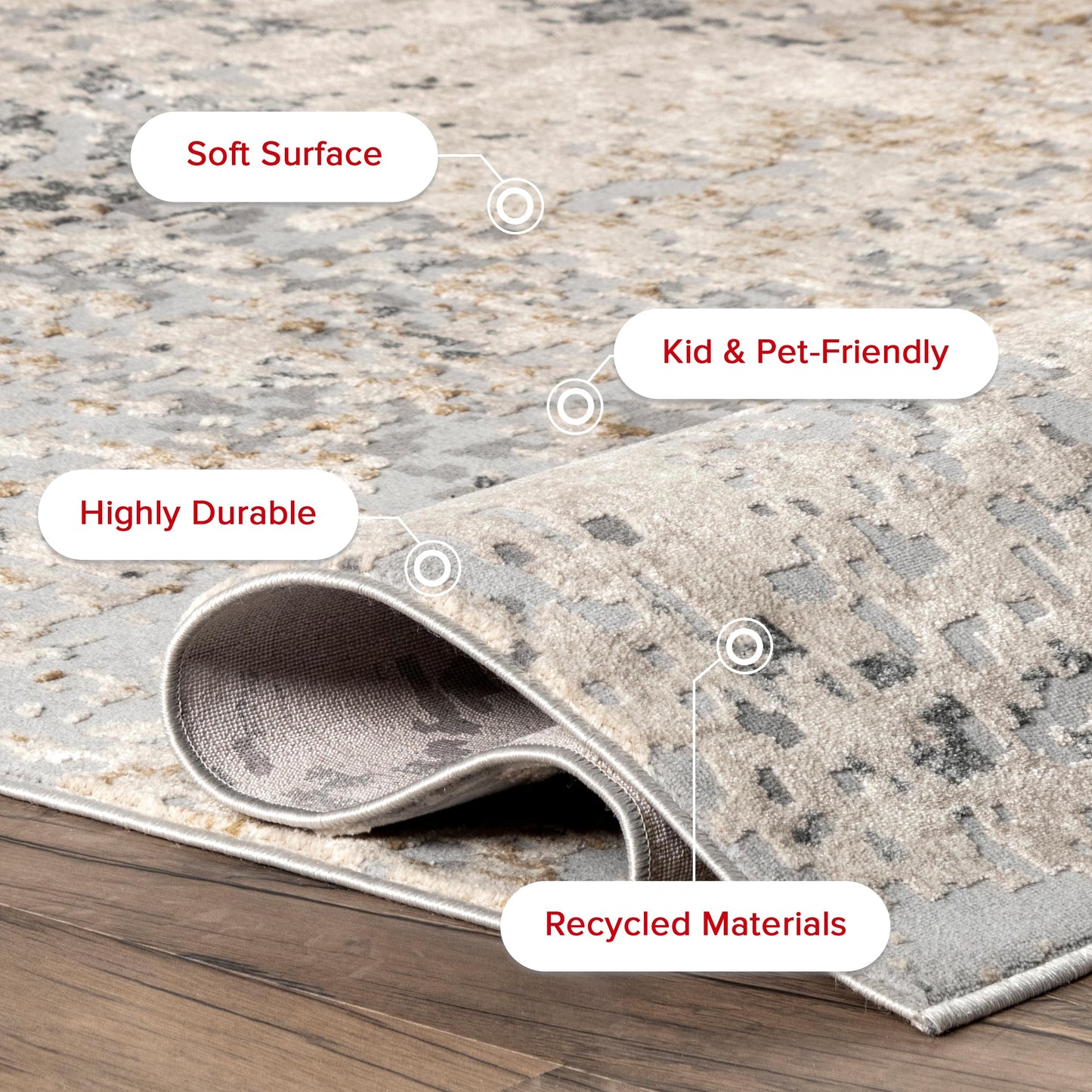 nuLOOM Chastin Modern Abstract Area Rug - 2'6" x 10' Runner Rug Modern/Contemporary Beige/Grey Rugs for Living Room Bedroom Dining Room Entryway Hallway Kitchen