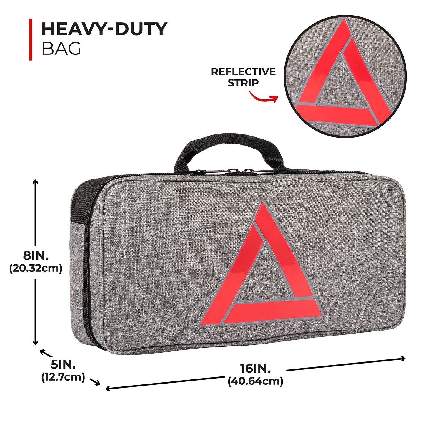 Thrive Emergency Car Kits for Vehicles - Roadside Emergency Car Kit (104 Pieces) - Car Kits for Emergency - Roadside Car Kit with Jumper Cables and Mini First Aid Kit - Gray Bag