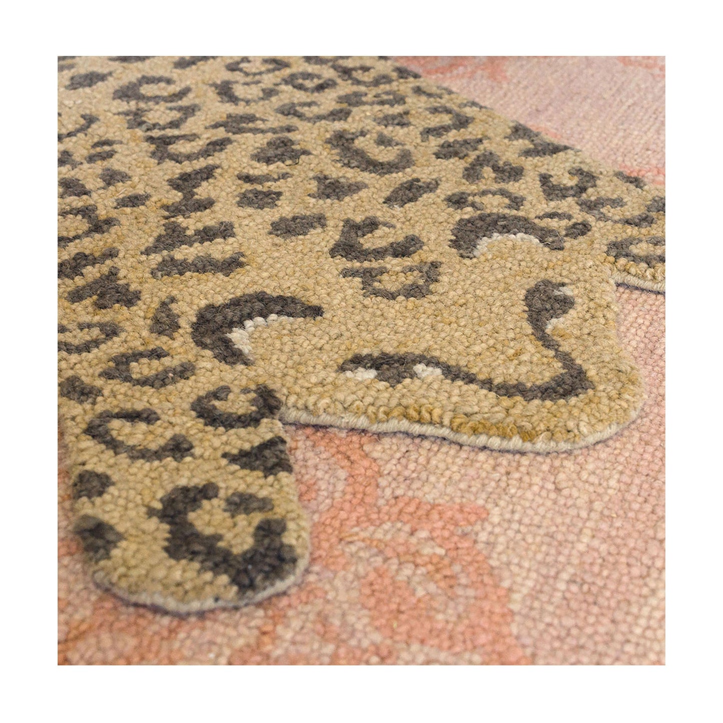 Crane Baby Leopard Shaped Nursery Rug, Handmade 100% Wool Safari Animal Rug for Baby Boy and Girl Nursery, Jungle Nursery Decor, Leopard Print Rug for Toddler Room, Kids Room, 23 x 36 Inches