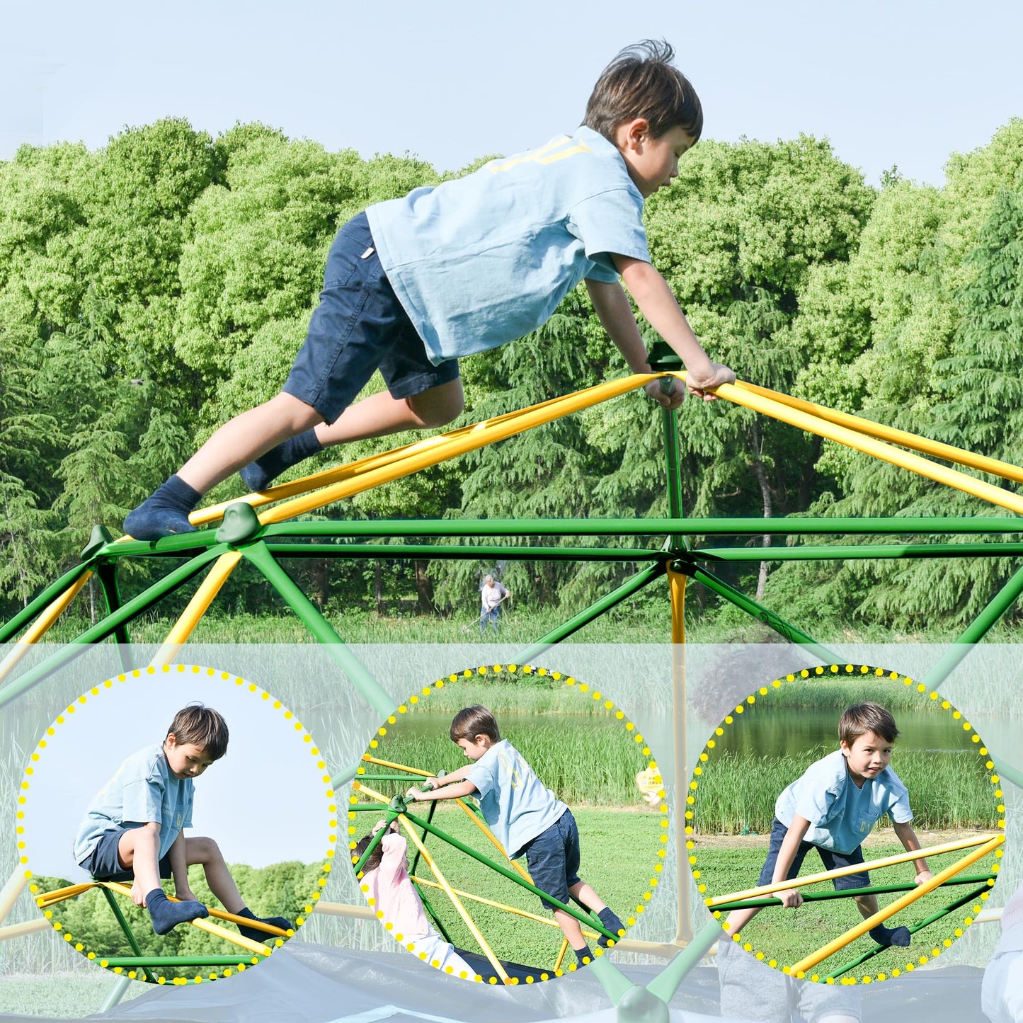 Virubi 12 FT Climbing Dome for Kids 3-10, Geometric Jungle Gym, Outdoor Play Equipment Supports 1000 lbs, Anti-Rust Easy Assembly