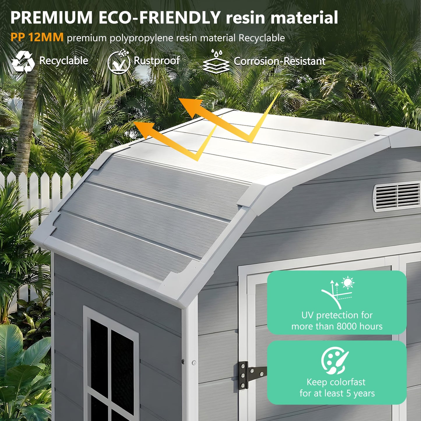 6 x 4.5 ft Outdoor Storage Shed, Garden Shed with Lockable Door & Sloped Roof Sheds Outdoor Storage, Waterproof Storage Shed with Floor Suitable for Patios,Gardens, Backyards and Construction Sites