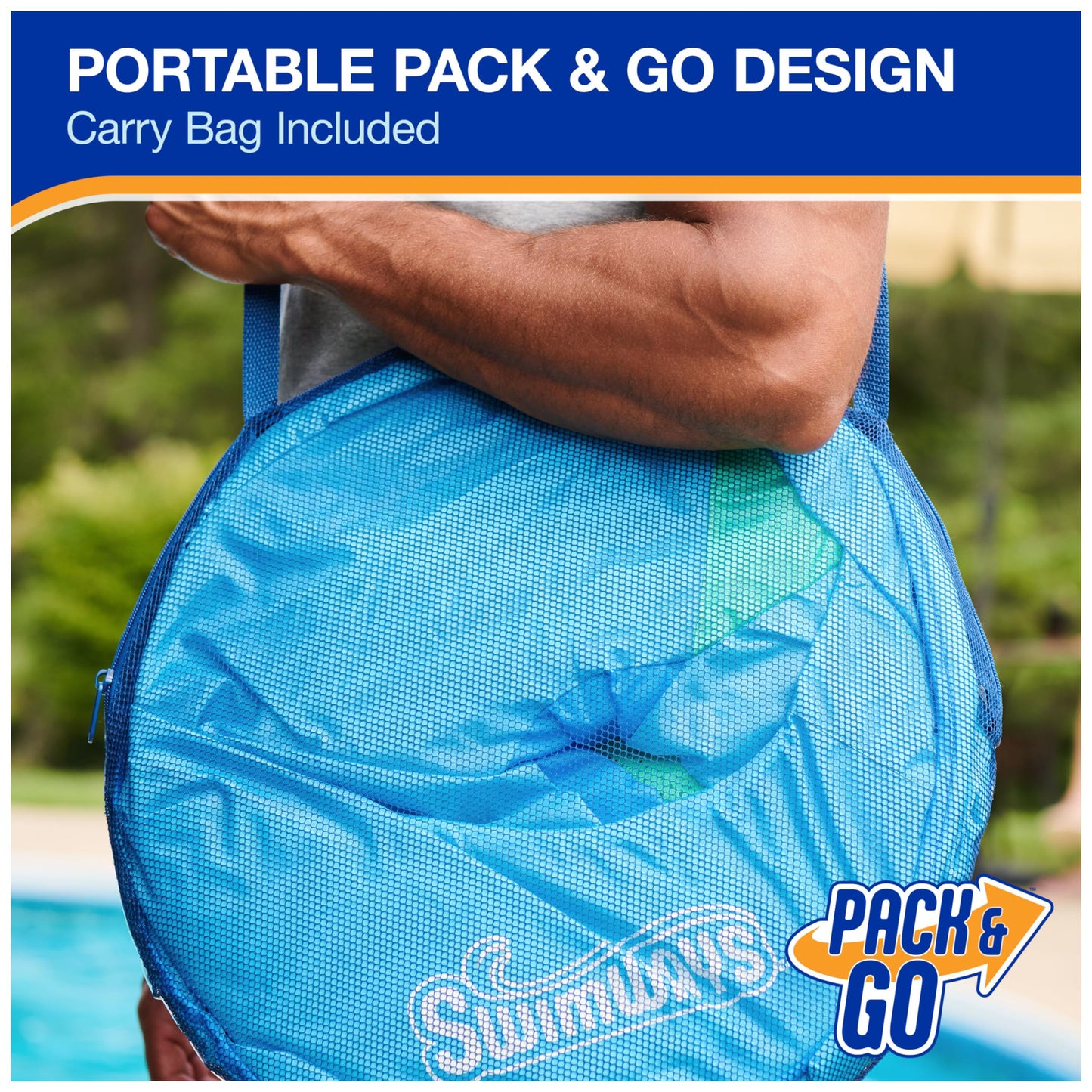 SwimWays Spring Float Premium Papasan Pool Lounger, Inflatable Pool Floats Adult with Fast Inflation for Ages 15 & Up, Sky Blue