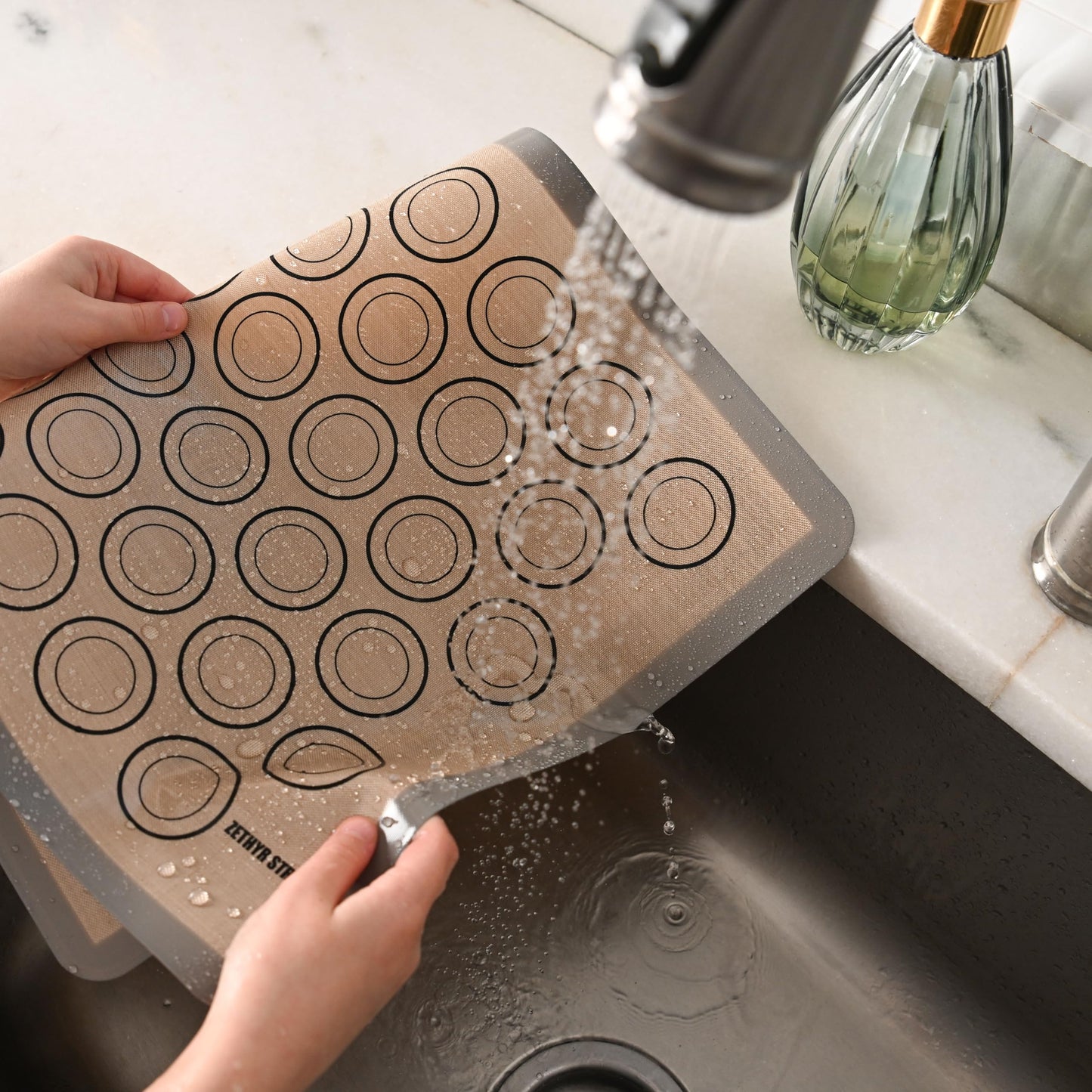 Macaron Silicone Baking Mats - Non-Stick Macaron Mat for Easy Baking | Heat Resistant & Dishwasher Safe Macaron Baking Mat | Reusable & Eco-Friendly, 3/4 Sheet Size - Pack of 3 - For Macarons And More