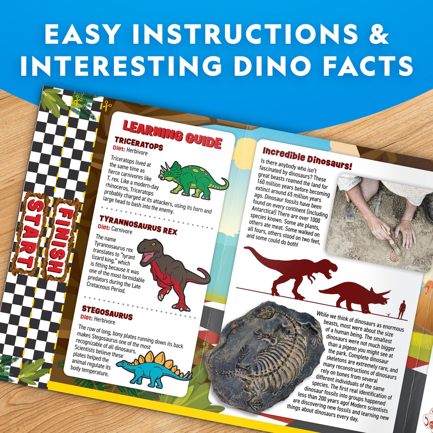 National Geographic Pull Back Dinosaur Race Cars Craft Kit - Paint 3 Dino Racecars with 6 Paint Colors, Dinosaur Toys for Kids, Kids Painting Kit, Arts & Crafts for Kids