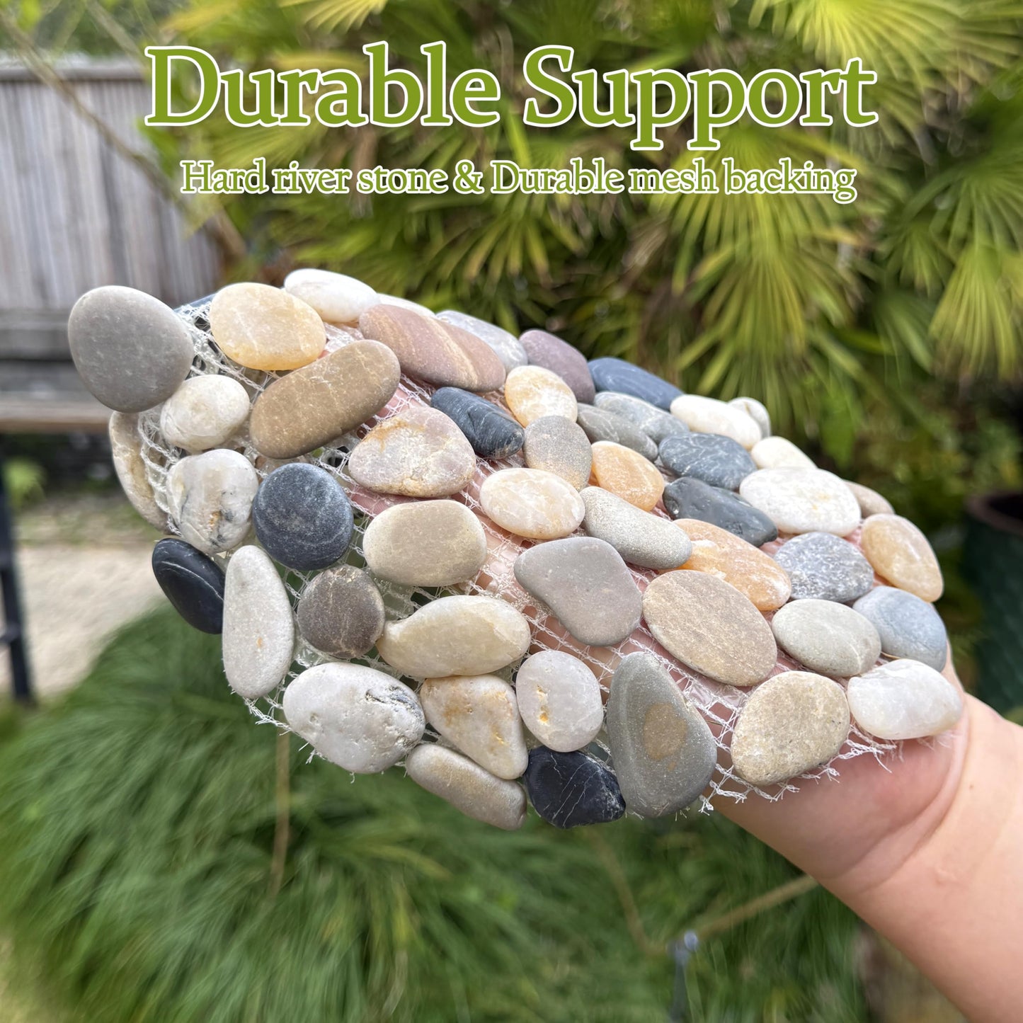 Sunnyglade 6 Pcs 9" L × 9" W River Rock Stepping Stones, Round Pebbles Polished Gravel, Outdoor Pebble River Stone Mat for Yard Lawn Patio Pathway Landscaping (Roundness, 9'')