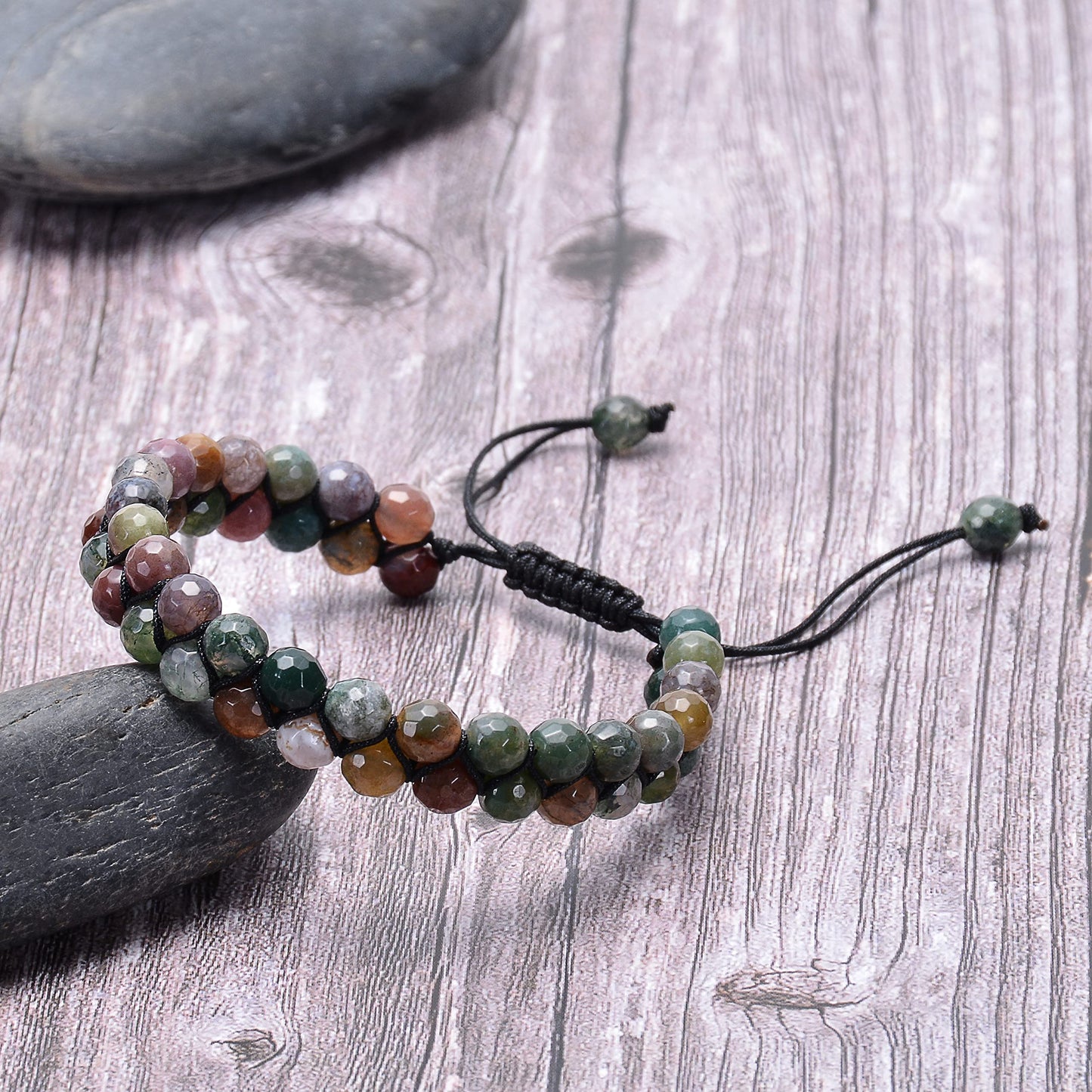 Echos Healing Stones Mens Bracelet – Natural Jade Bracelet for Women & Men, Genuine Jade Stone Jewelry for Good Luck & Prosperity | Handmade Adjustable Green Jade Bracelet (6mm)
