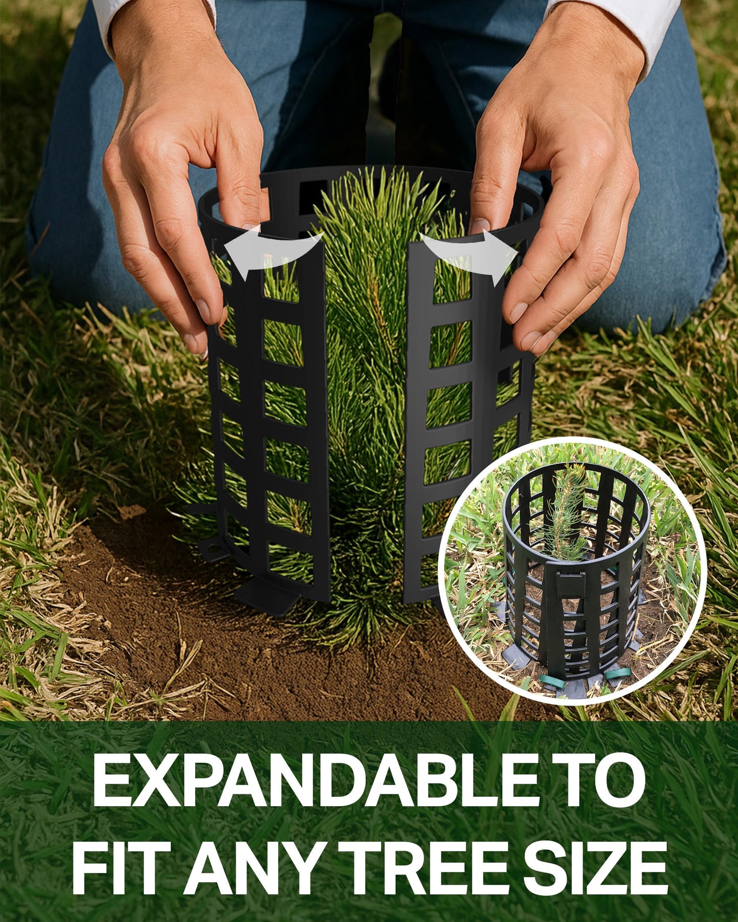 Plant Knight Tree Trunk Protectors for Saplings & Young Trees - Tree Guards Animal-Proof Wraps Against Deer, Rabbits & Rodents - UV-Resistant Weatherproof Bark Protection 3 Pack Black