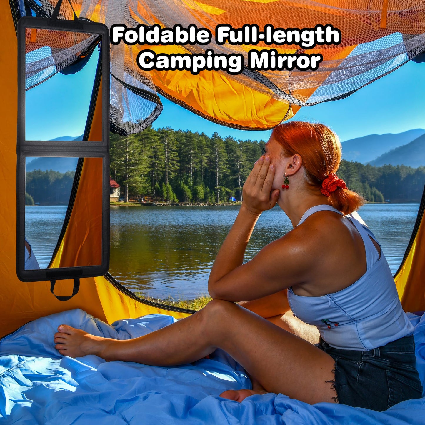 LPHUMEX Foldable Full Length Dance Mirror – 33” Portable Shatterproof Hanging Mirror, Folding Full Length Travel Mirror for Dancing, Camping, RV