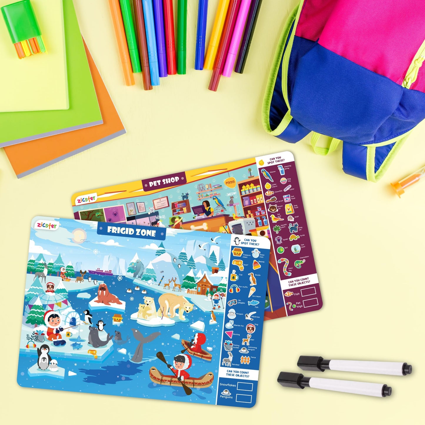 Zicster Preschool Learning Activity - Search N Spot Educational Game, Perfect for Kids, Toddlers Who Love Toys, Art and Craft Activities, Gifts for Girls and Boys Ages 4+