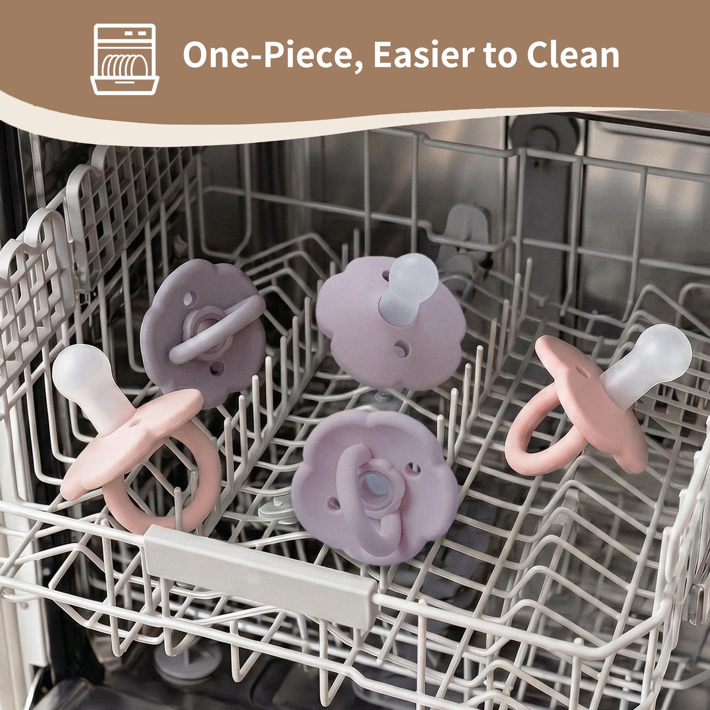 Moonkie Pacifiers Set of 2 | One-Piece Design Baby Pacifier with Large Air Holes | BPA-Free Silicone | Safe for Babies 6 Months+
