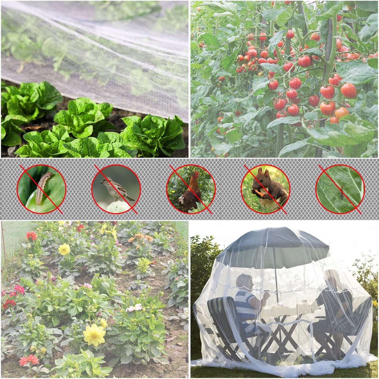 RIFNY Garden Netting, 2 Pack 10x33Ft Ultra Fine Mesh Netting Pest Barrier Protection Bird Mosquito Net Plants Cover for Vegetables Fruits Flowers Crops Greenhouse Row Cover Raised Bed Patio
