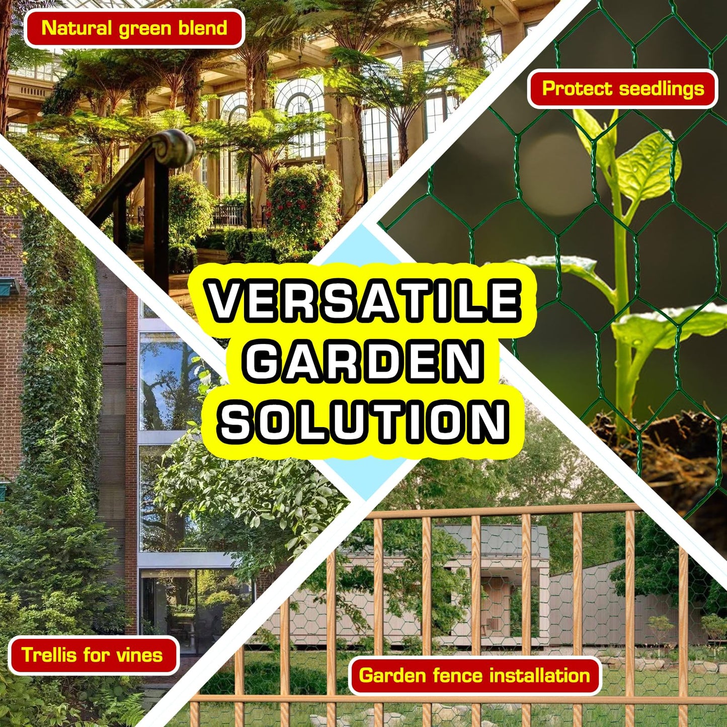 Yardbliss Chicken Wire12inx150ft, Premium Chicken Wire Fencing, Chicken Wire Mesh, Green PVC Coated Metal Wire Fence, Galvanized Poultry Netting Barrier for Floral Arrangements/Craft Projects//Rabbit
