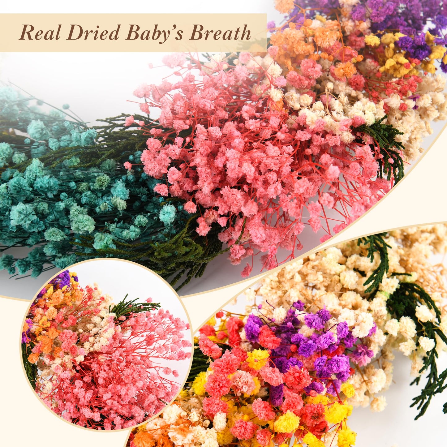 YZXZM 11 Inch Small Dried Flower Wreath – Handmade Baby’s Breath Spring Summer Wreath for Apartment, Nursery, Bedroom, Door & Wall Decor