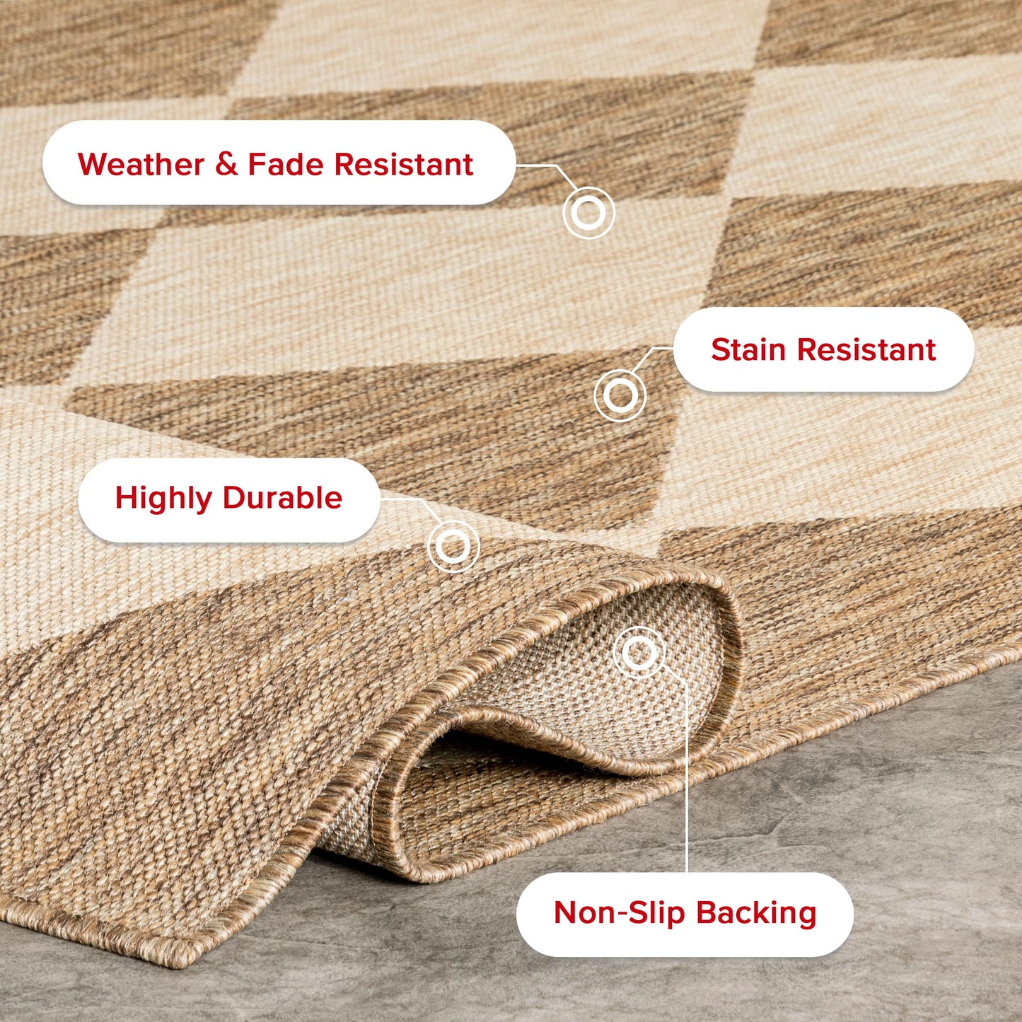 nuLOOM Outdoor Performance Collection Sabina Brown/Ivory, 8' x 10', Soft and Cozy, High Traffic, Stain Resistant, Easy Clean, Durable Area Rug for Indoor/Outdoor Patio, Deck, Porch, Garden, Courtyard
