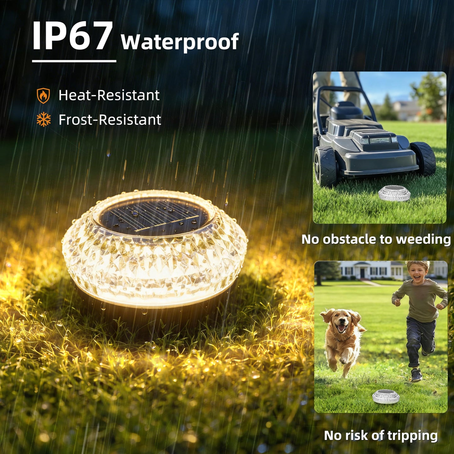 VOLISUN Solar Ground Lights Outdoor,12 Pack Flat Solar Pathway Lights,IP67 Waterproof Solar Powered Disc Lights,Landscape Lighting for Garden Yard Walkway Patio Driveway,Warm White