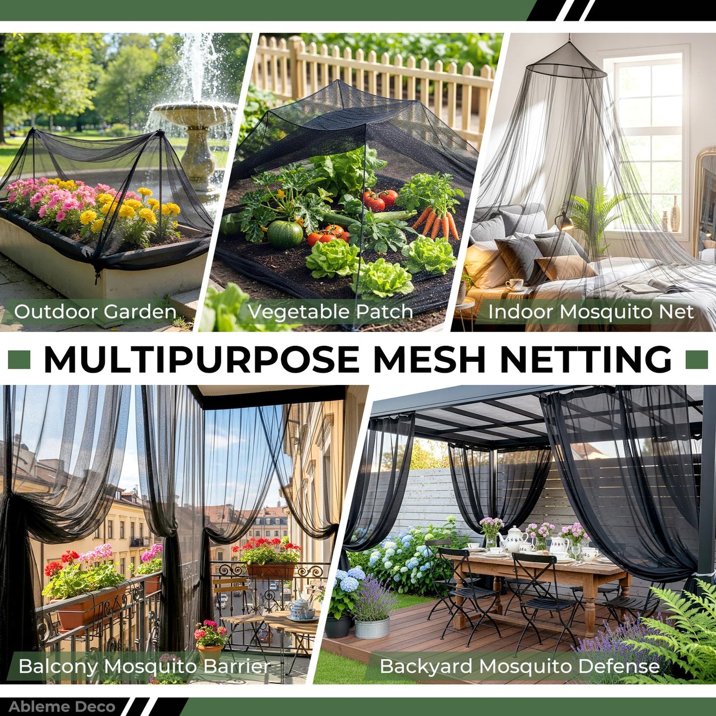 Mosquito Netting Garden 39x10Ft, Garden Mesh Netting, Fly Insect Bird Net Barrier for Plant Protection Net for Patio Outdoor Use (Black, 39x10FT)